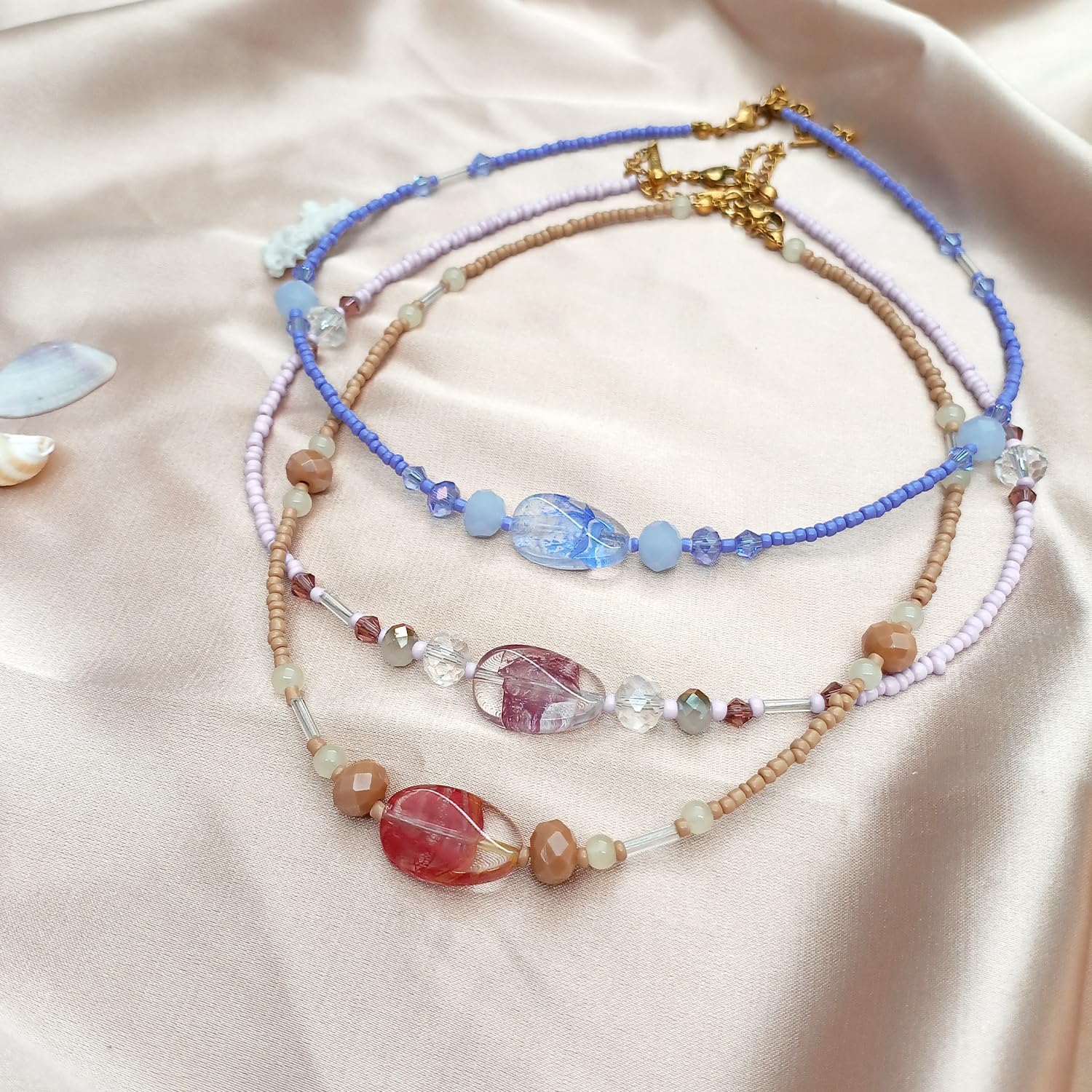 Beaded Necklaces for Women Summer Beach Beaded Necklace Bead Choker Boho Necklaces for Women Handmade Summer Jewelry Stainless Steel 18K Gold Plated - Image 6