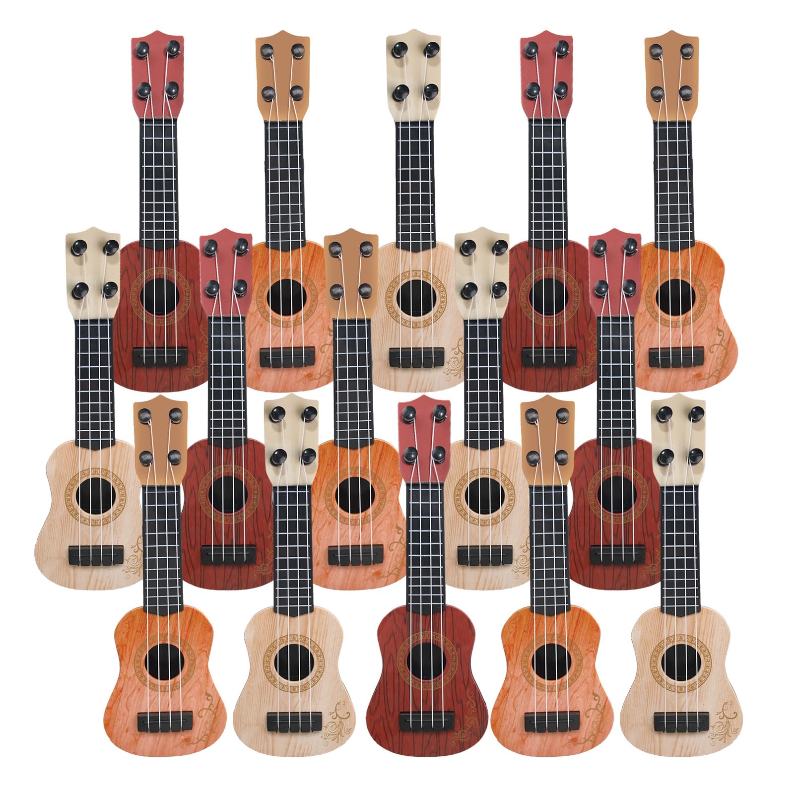 SENONAPO 15 Pcs Kids Toy Guitar 10 Inch Mini Classical Ukulele Guitar Toy Beginner Rhyme Developmental Musical Instrument Toddlers Ukulele Guitar Cute Guitar Toy for Toddler Educational Toy Supplies