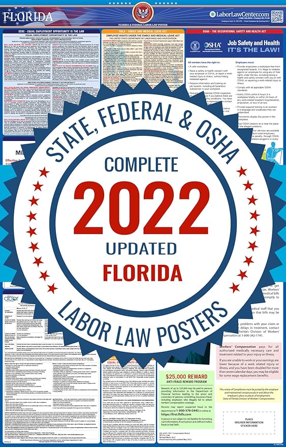 FL Labor Law Poster, 2022 Edition State, Federal and OSHA