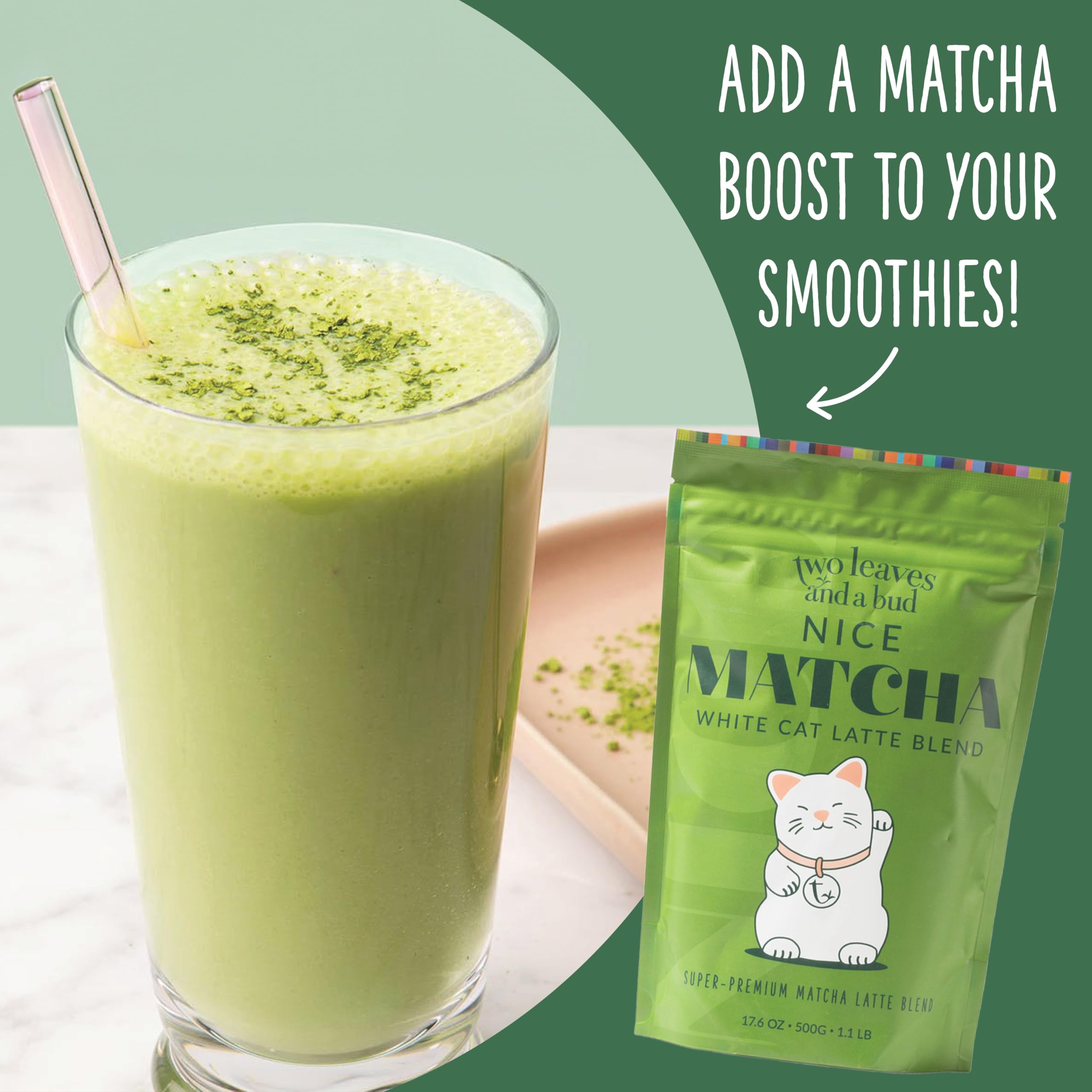 Two Leaves and a Bud Nice Matcha Latte Blend 36 Servings Japanese Matcha Green Tea Powder 1 Resealable — view 7