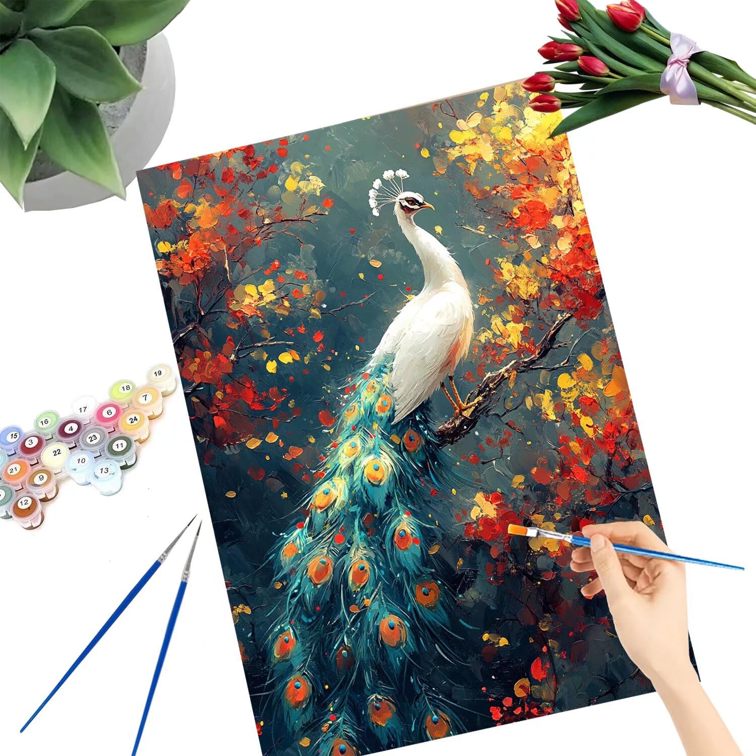Pintar por Numeros Adultos pintar por numeros niños manualidades niños 10 años, DIY Pintar por Números de Pincel y Pintura acrílica Decoraciones para el Hogar Manualidades, sin Marco 60x80cm C-154