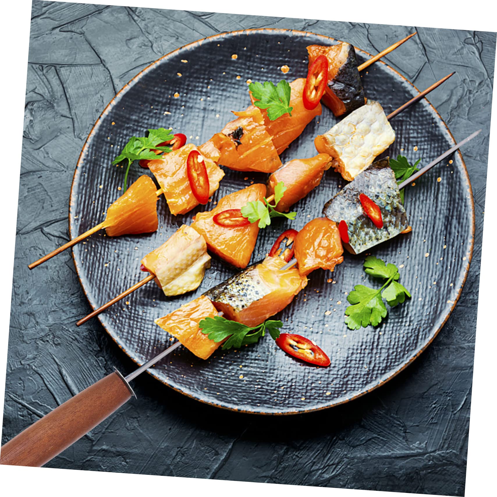 4 pezzi Bastoncini per barbecue Spiedini piatti Aghi per bastoncini per barbecue Spiedini in metallo per Shish Kabob Spiedini per griglia Bastoncini per spiedini in metallo Spiedino per griglia Kit