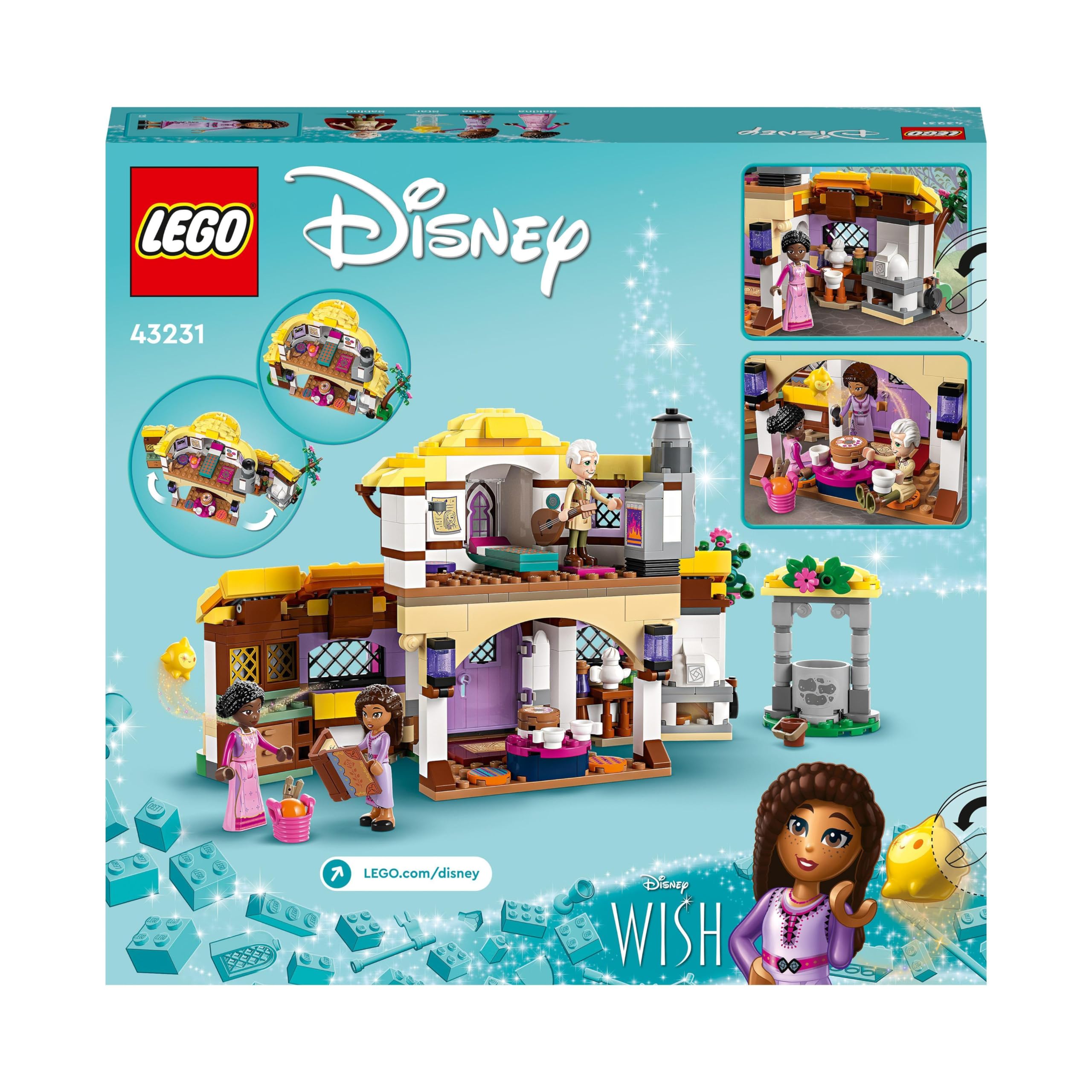 LEGO Disney Wish Il Cottage di Asha, Casa delle Bambole Giocattolo dal Film Wish con Mini Bamboline di Asha, Sakina e Sabino e la Figura di Star, Idea Regalo di Natale per Bambine e Bambini 43231