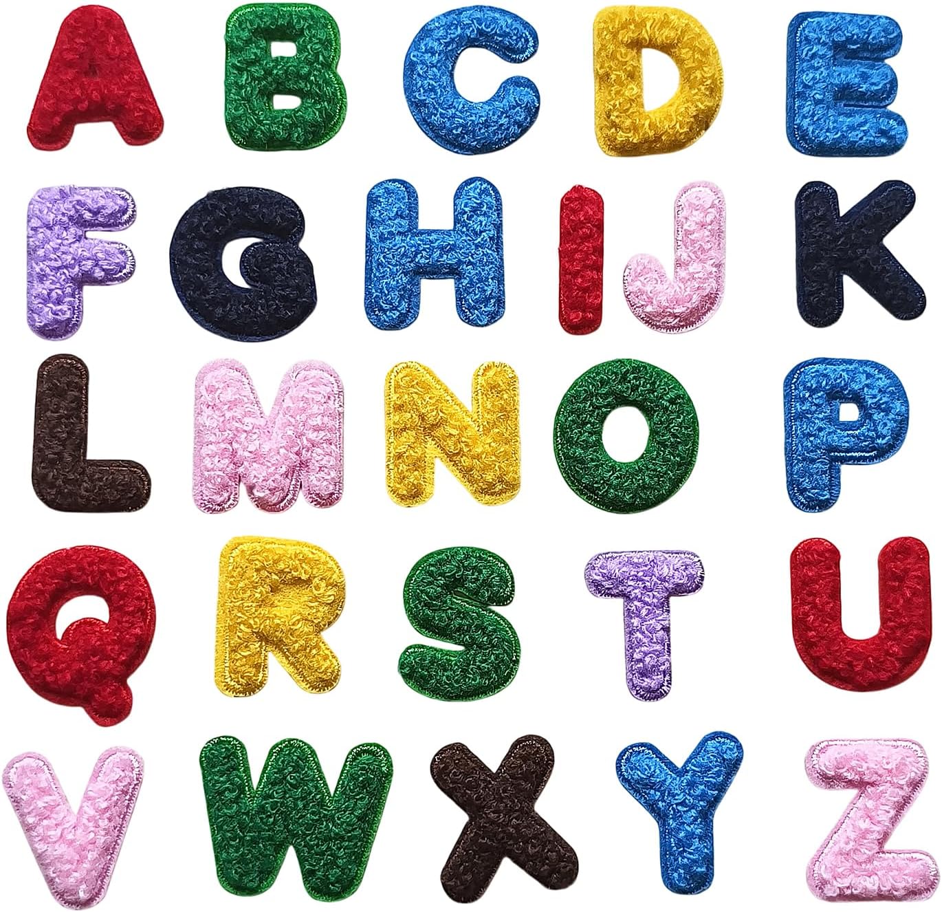 78pcs Small Chenille Letter Iron on Patches 1 inch, A-Z Chenille Letter Patches for Clothing Bags Hats Backpacks DIY Crafts Mixed Colors