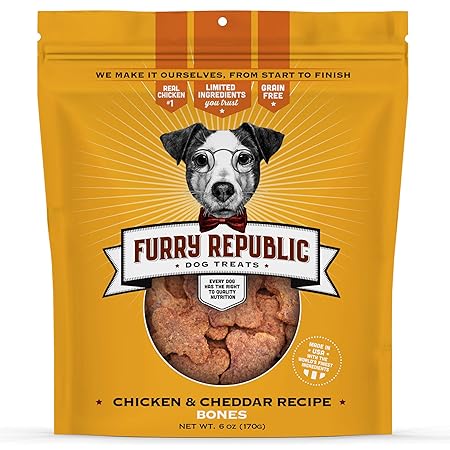 Furry Republic - Dog Treat Bones, Chicken & Cheddar Recipe, 6oz