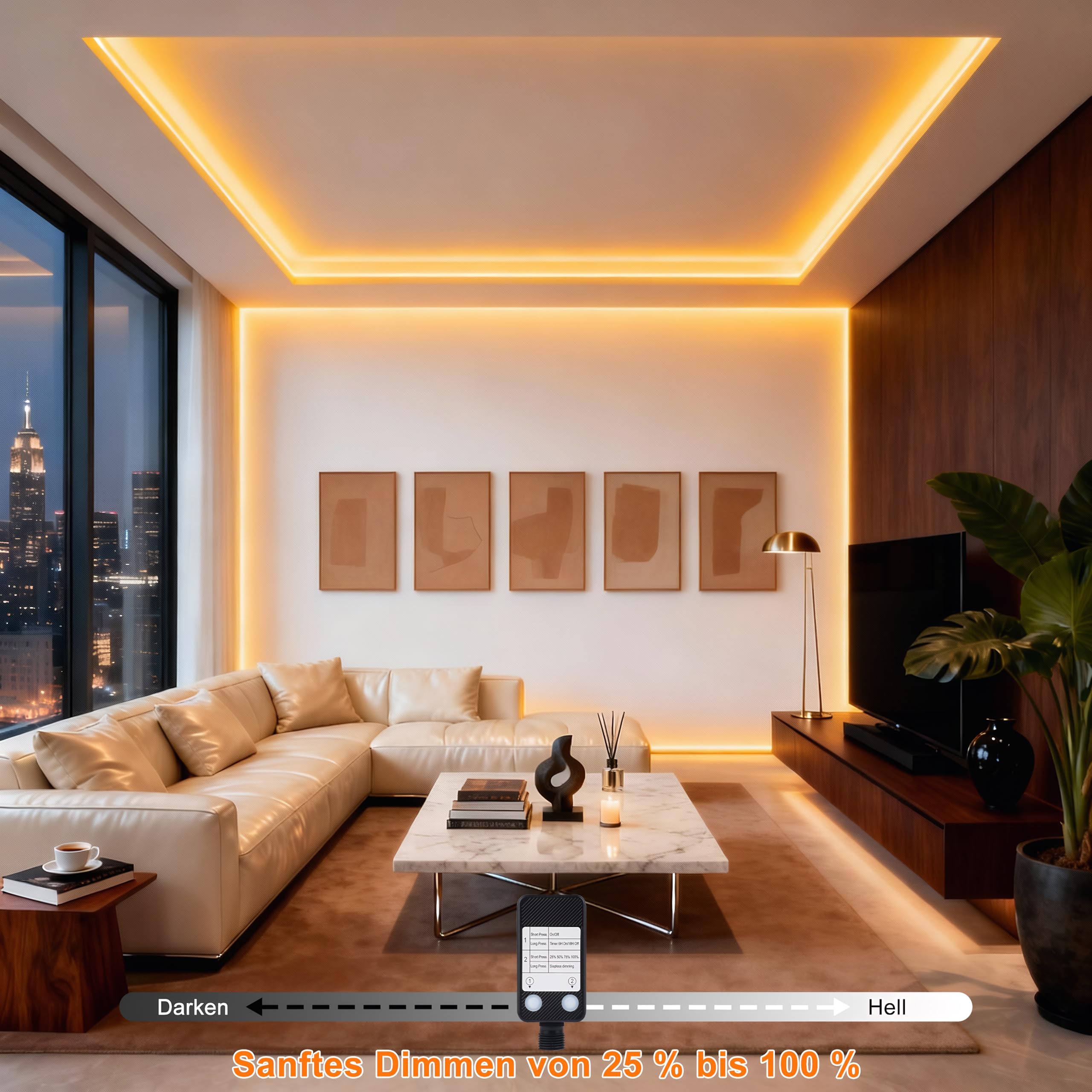 StarryEver Tira LED COB para exteriores, 20 m, 6400, luz blanca cálida, 2700 K, IP67, resistente al agua, regulable, para exterior, cinta de luz LED autoadhesiva, para jardín, balcón, cocina, interior