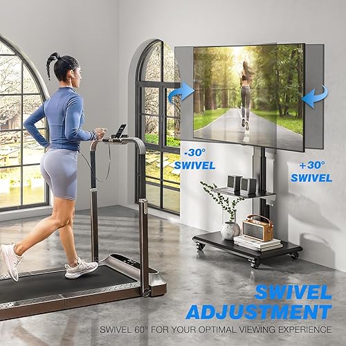 Miniatura 10 de Rfiver Soporte de TV con ruedas para televisores de 32 a 70 pulgadas, moderno soporte de TV portátil de esquina con ruedas mejoradas, 9 niveles de