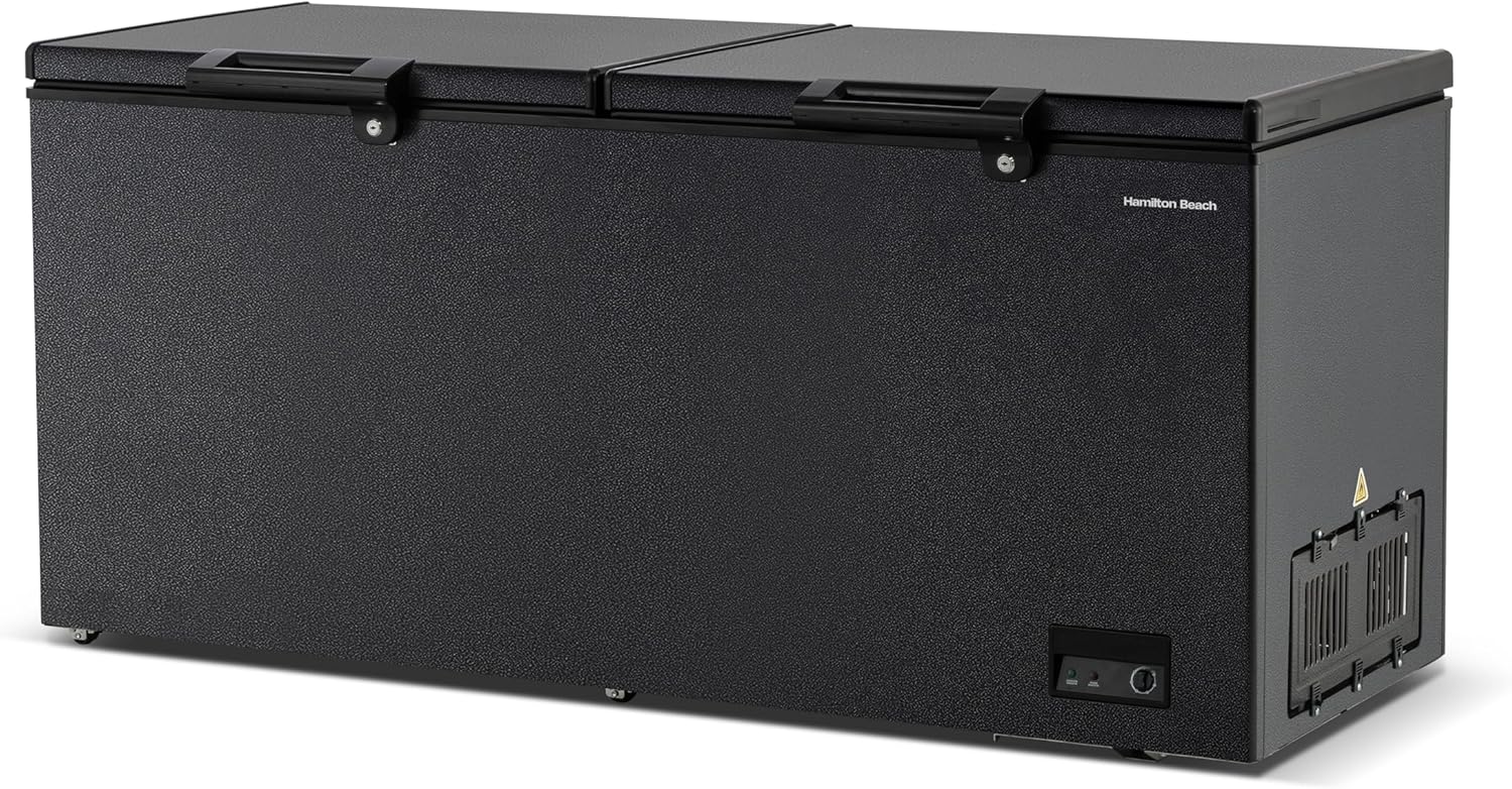 Hamilton Beach 20.8 cu ft Double Door LID Garage-Ready Chest Freezer-Textured Rugged Granita Finish, Vinyl-Coated Baskets, for Storage, Hunting, Large Family