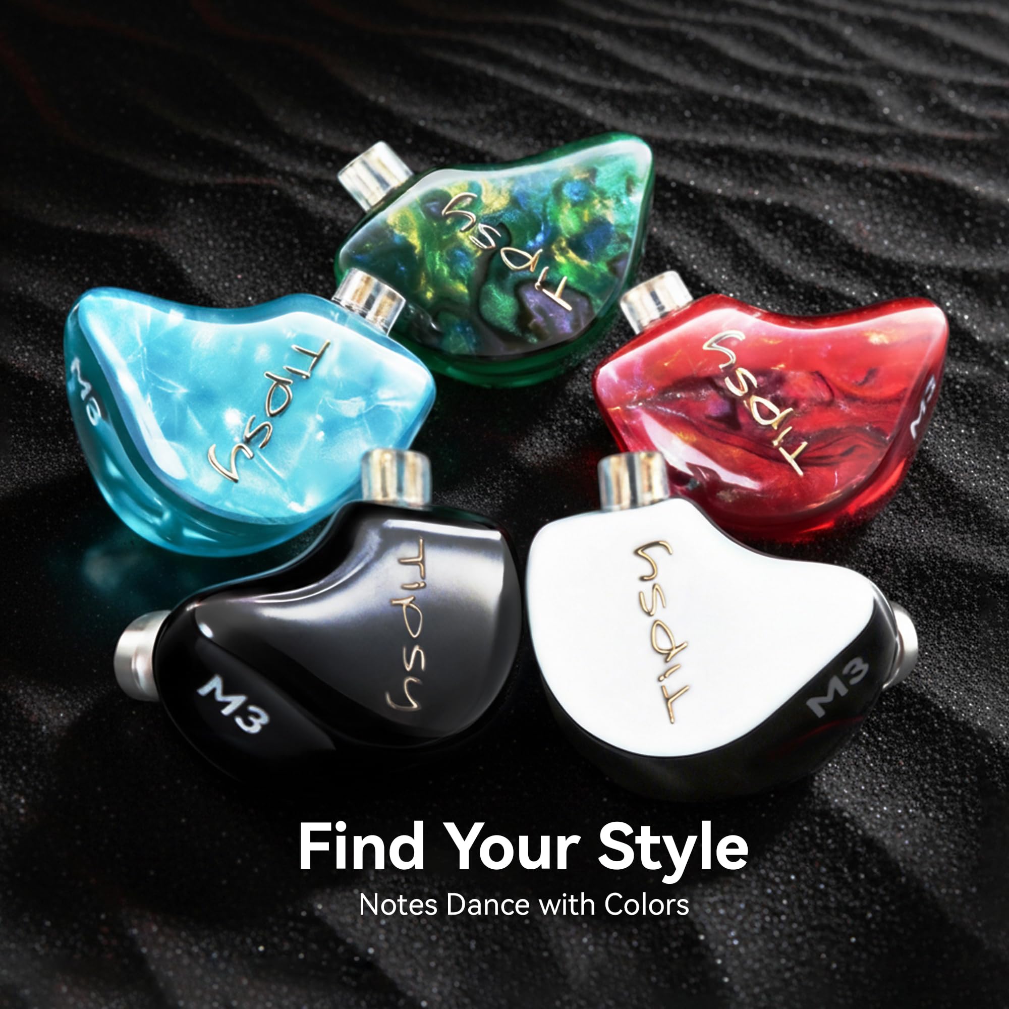 Tipsy M3 Professional IEM per musicisti, driver 2BA + 1DD, 36dB PNC, IPX5, tecnologia Acoustic-Runway, resina delicata sulla pelle, cavo staccabile a 2 pin da 0,78 mm (senza microfono, bianco e nero)