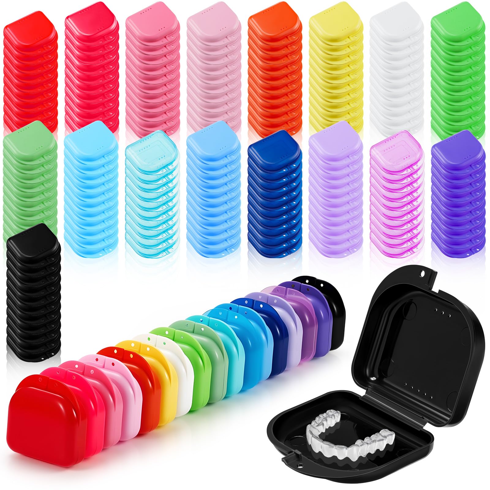 Sherr Custodia per fermo dentale con fori, 180 pezzi, 17 colori arcobaleno
