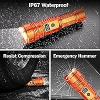 Vista 7 de Linternas recargables de alto lúmenes, luz LED súper brillante de luz de luz larga, linternas con zoom con pantalla digital LCD, 5 modos