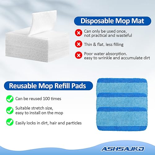 Miniatura 6 de Ashsajkd Almohadilla de repuesto reutilizable lavable a máquina, compatible con trapeadores húmedos Swiffer Sweeper (10-12 pulgadas) - La