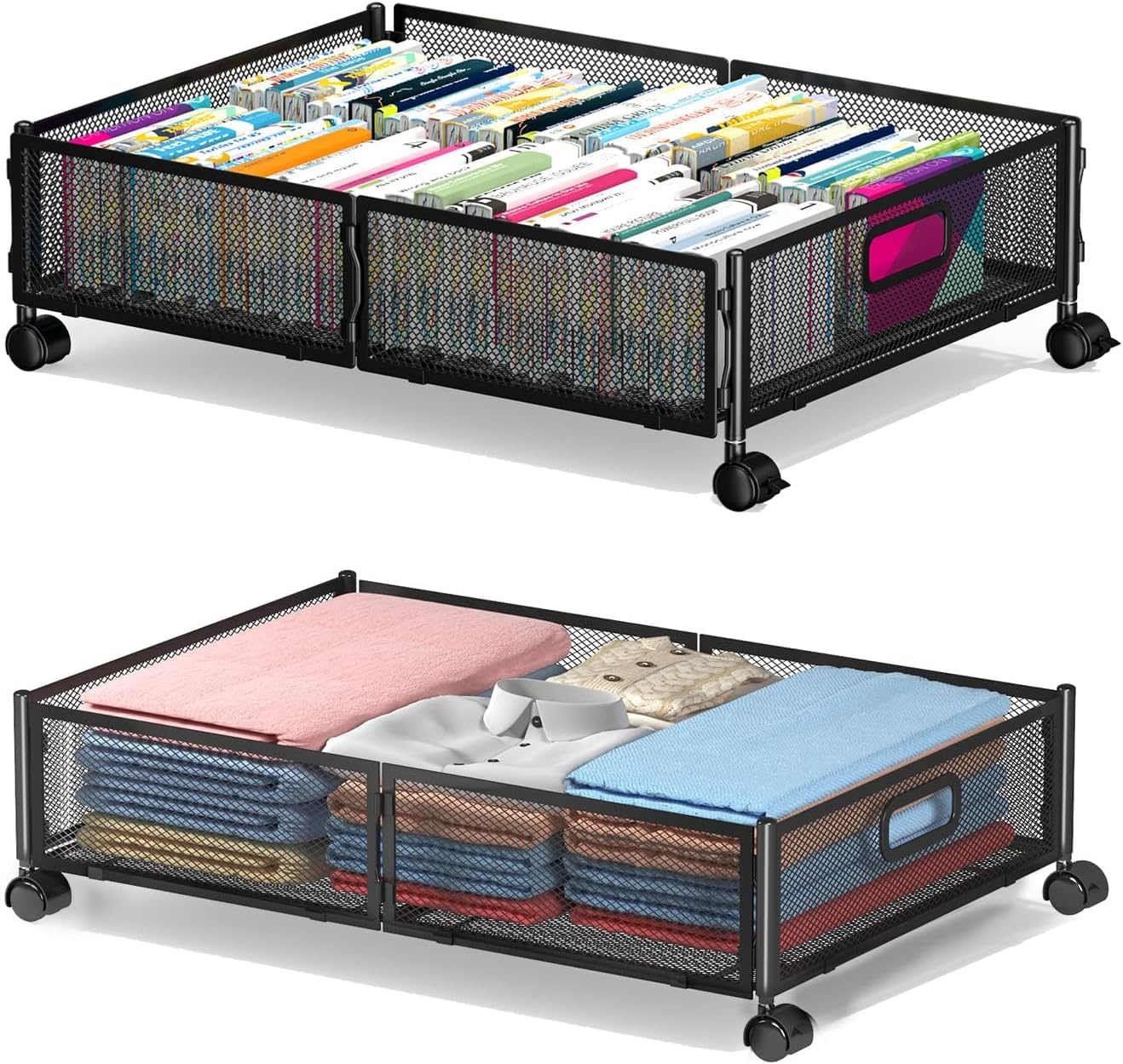 Underbed Storage Box, Clothes Storage, Foldable, Easy Install, Large Capacity, Space Saving