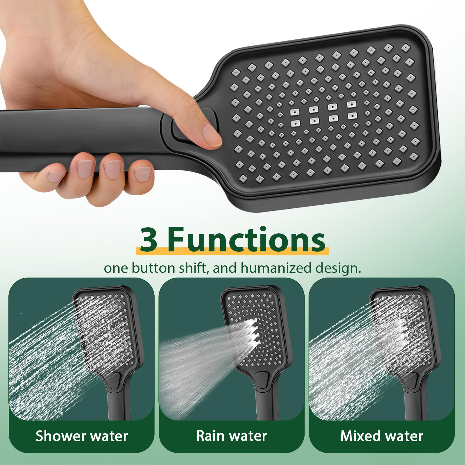 Grifo para Bañera y Ducha con Alcachofa de Mano, Monomando Mezclador de Latón, Montado en Pared 150cm Cable PVC