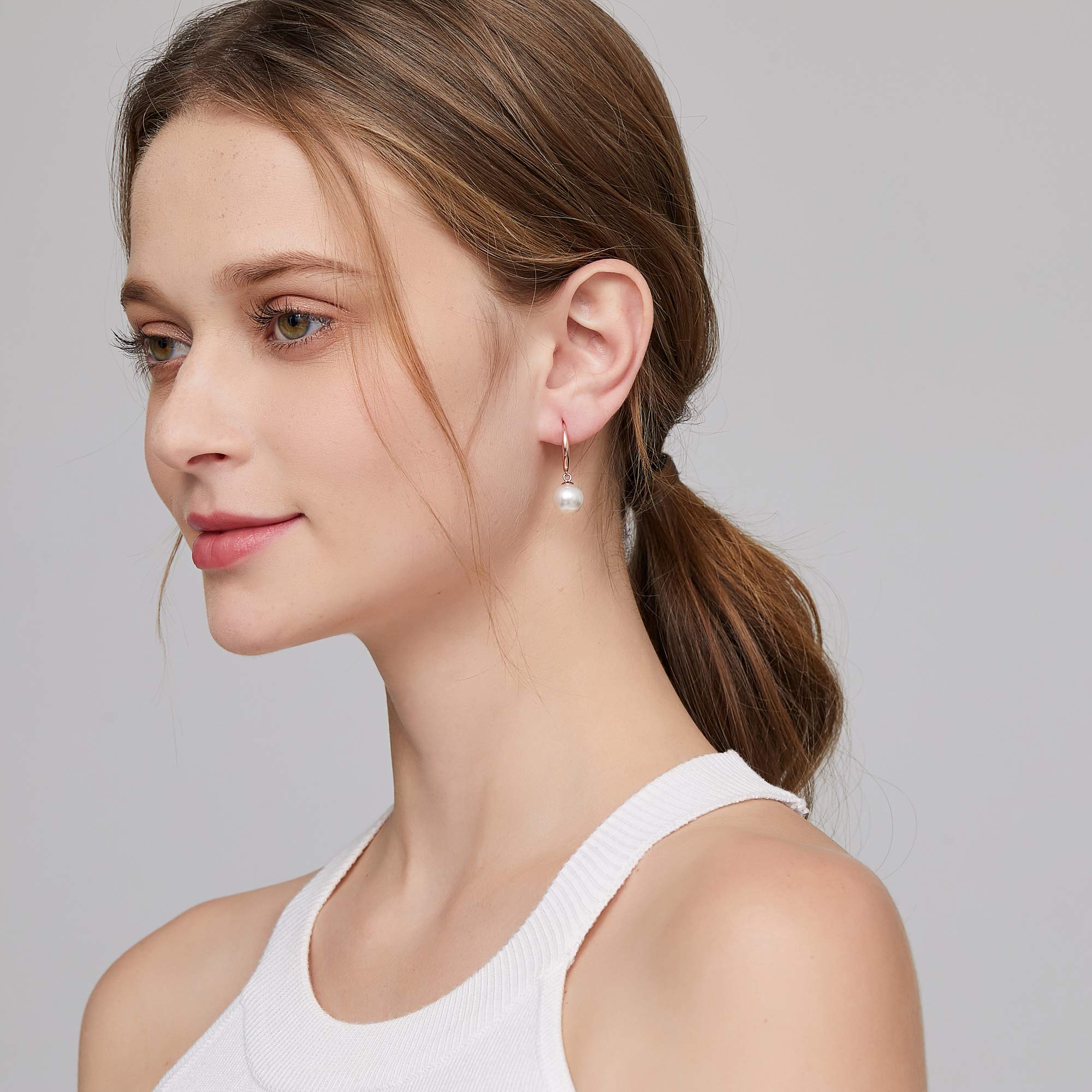 Orecchini Perle, Orecchini Perle Pendenti Argento Sterling 925 Placcato Oro Bianco 18 Carati, Anallergici Orecchini Perle Nere/Orecchini Perle Bianco 8mm-13mm Gioielleria Raffinata Donna