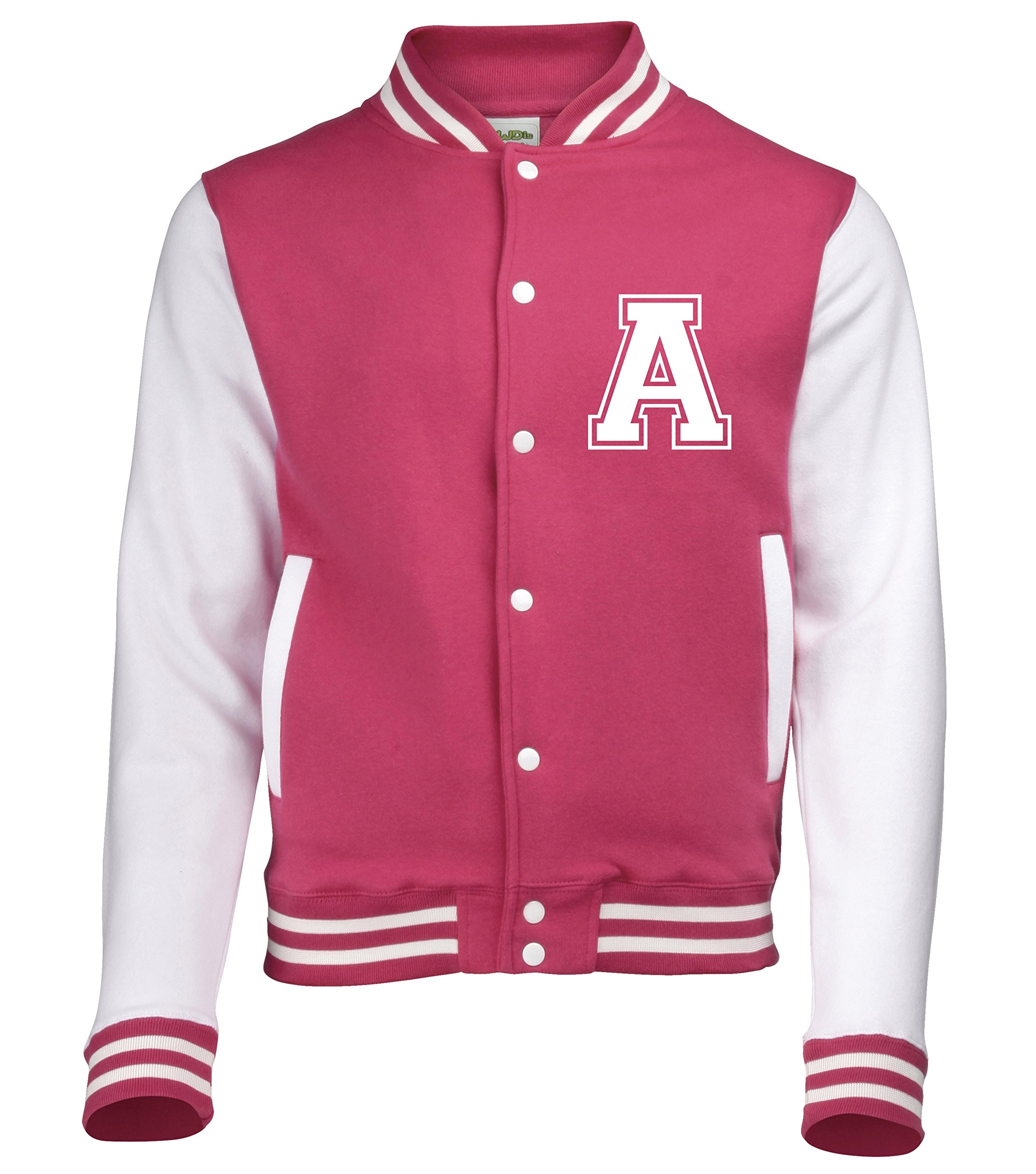 Edward Sinclair Men's Hot Pink | Personalized | 3-4 Years | Fuchsia | Varsity | College | Baseball Jacket With Name On Back And Initial On Front