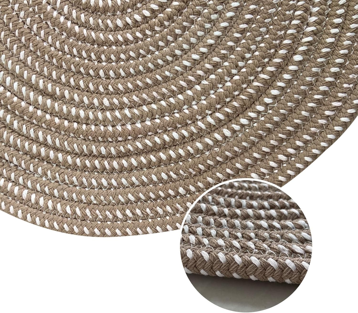 USTIDE Braided Area Rug Oval Cotton Rope Doormats Washable Hand Woven Rug Soft Rope Carpet for Entryway Kitchen Bathroom Bedside Indoor Outdoor Decor (Dark Camel, 20’’X31.5’’)