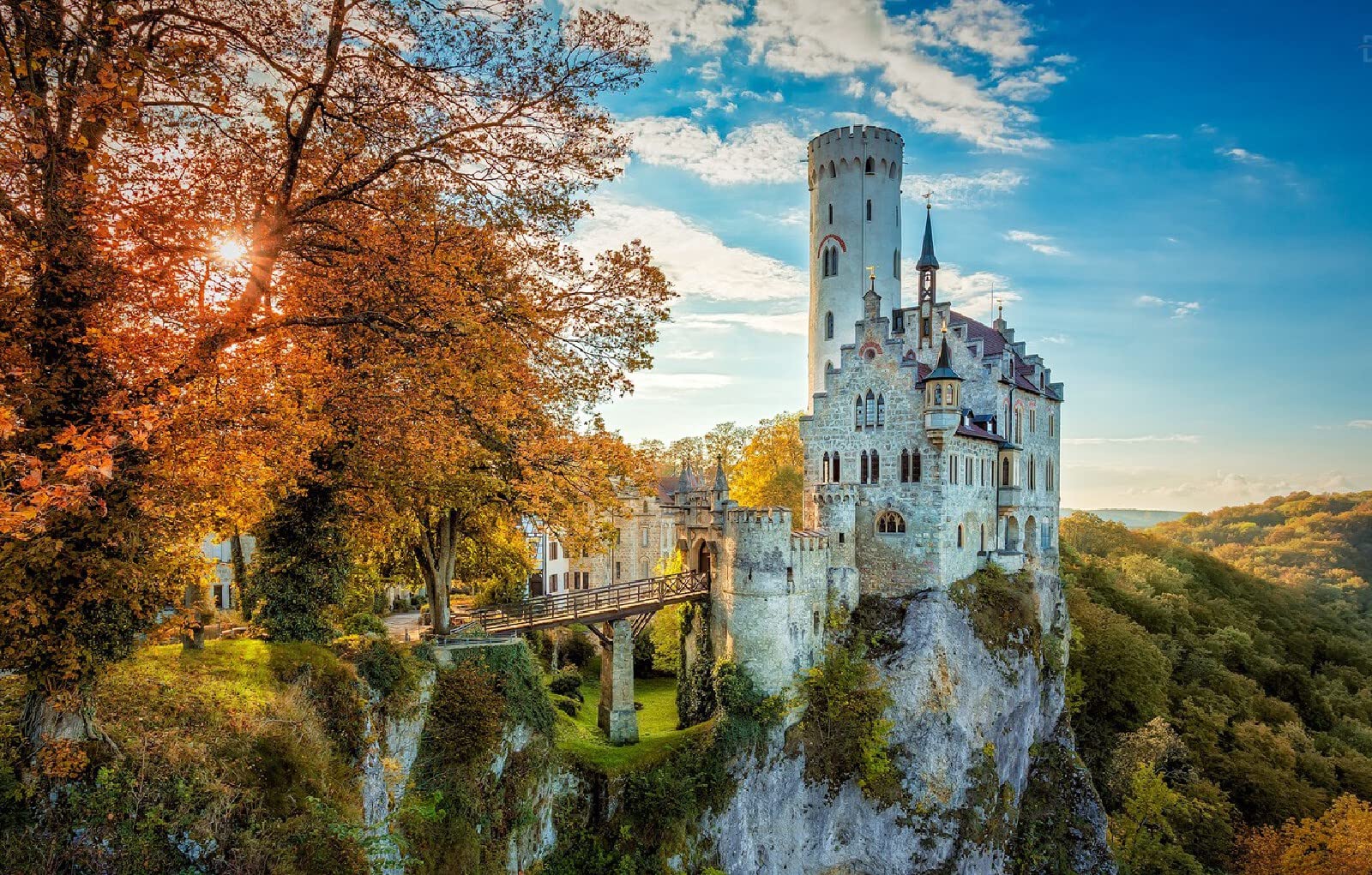 puzzle dla dzieci 1000 elementów Miasto Niemcy Bajkowy zamek Badenia-Wirtembergia Liechtenstein Gmina Liechtenstein Zamek 75x50cm