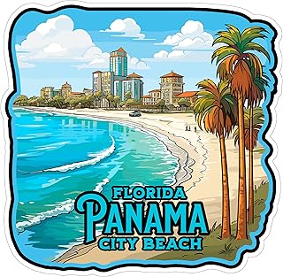 Panama City Beach Florida Sticker 4 Inch Ocean Coastal Travel Souvenir - Waterproof Vinyl Decal for Laptop Water Bottle Car Tumbler - Durable Aesthetic Long-Lasting Stickers for Adults ID44990