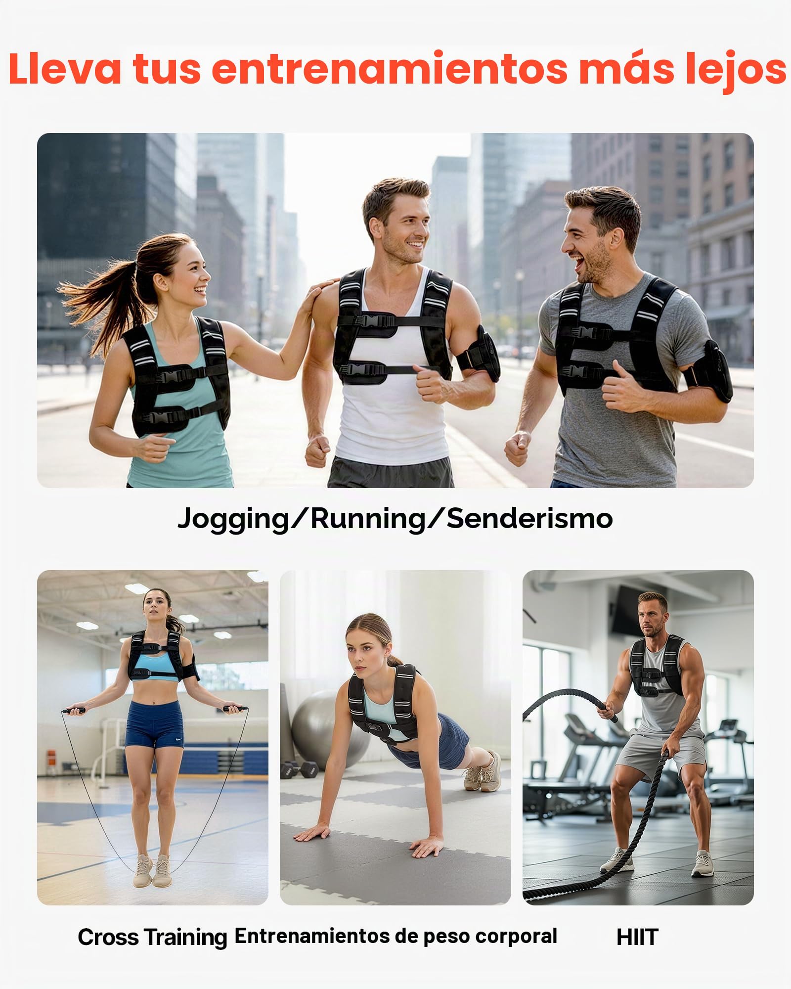 VEVOR Chaleco Lastrado de 13,8 kg con Banda Reflectante, con Hebilla Ajustable, Equipo de Entrenamiento para Entrenamiento de Fuerza, Correr, Trotar, Fitness y Pérdida de Peso, 89-114 cm, Unisex