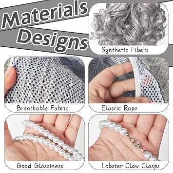 Rrshnsgv 5 Pcs Old Lady Wig and Accessories,Grey Grandma Wigs,Old Lady Wig Costume Set for Halloween Party,Old Woman Cosplay