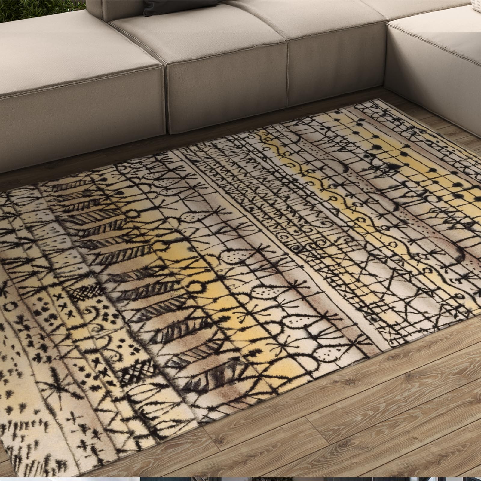 Tapis de sol antidérapant doux géométrie abstraite 80x150