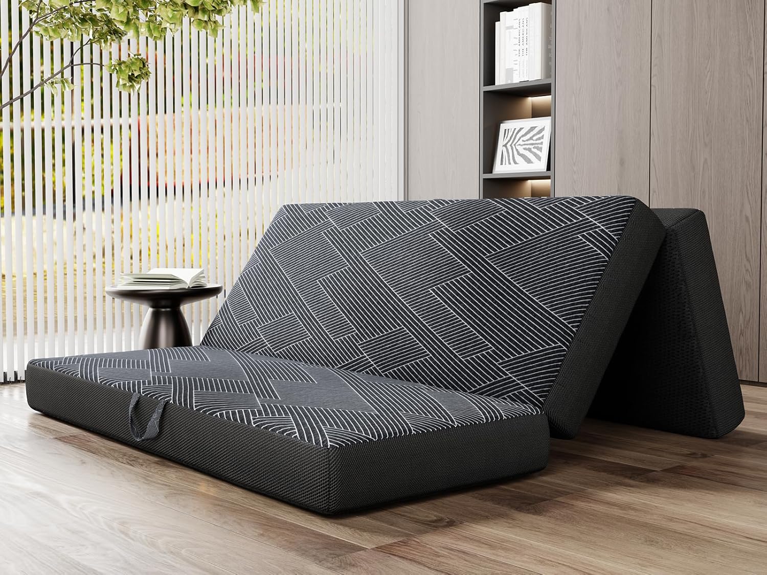 Vamcheer Colchón plegable tamaño Queen de 6 pulgadas, colchón plegable de espuma viscoelástica de triple pliegue con una funda plegable y lavable,