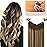 DOORES Wire Hair Extensions 14 Inch 75g Remy Human Wire Hair Extensions Invisible Transparent Line Adjustable Hairpieces Secret Extensions Straight Hair Balayage Chocolate Brown to Caramel Blonde