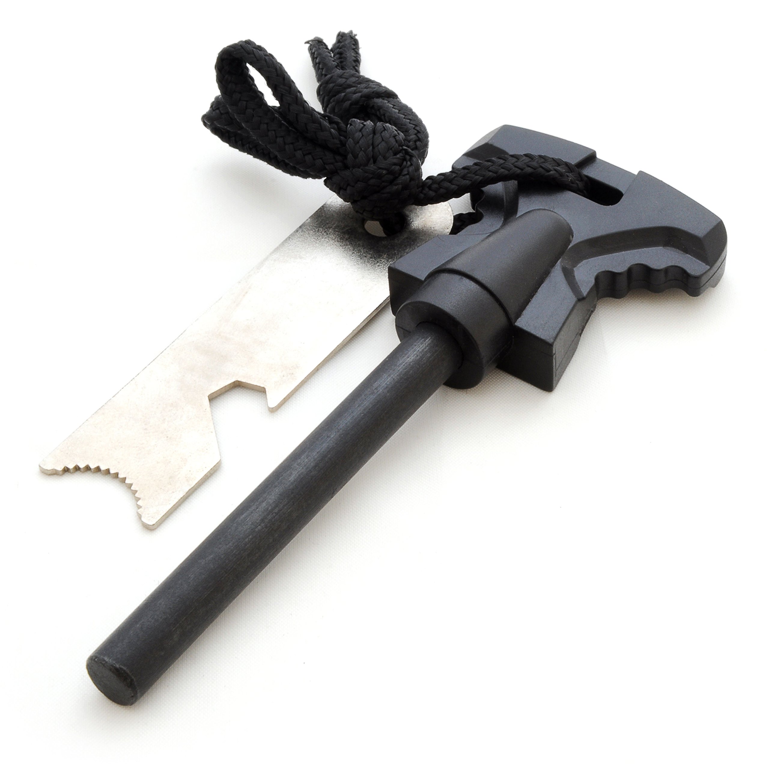Ganzoo krzesiwo magnezowe Firesteel, czarne, do outdoor survival i biwak, pręt 68 mm x 8 mm, całkowita długość 114 mm, plastikowa głowica, 55 g, w zestawie stalowe narzędzie do krzesania
