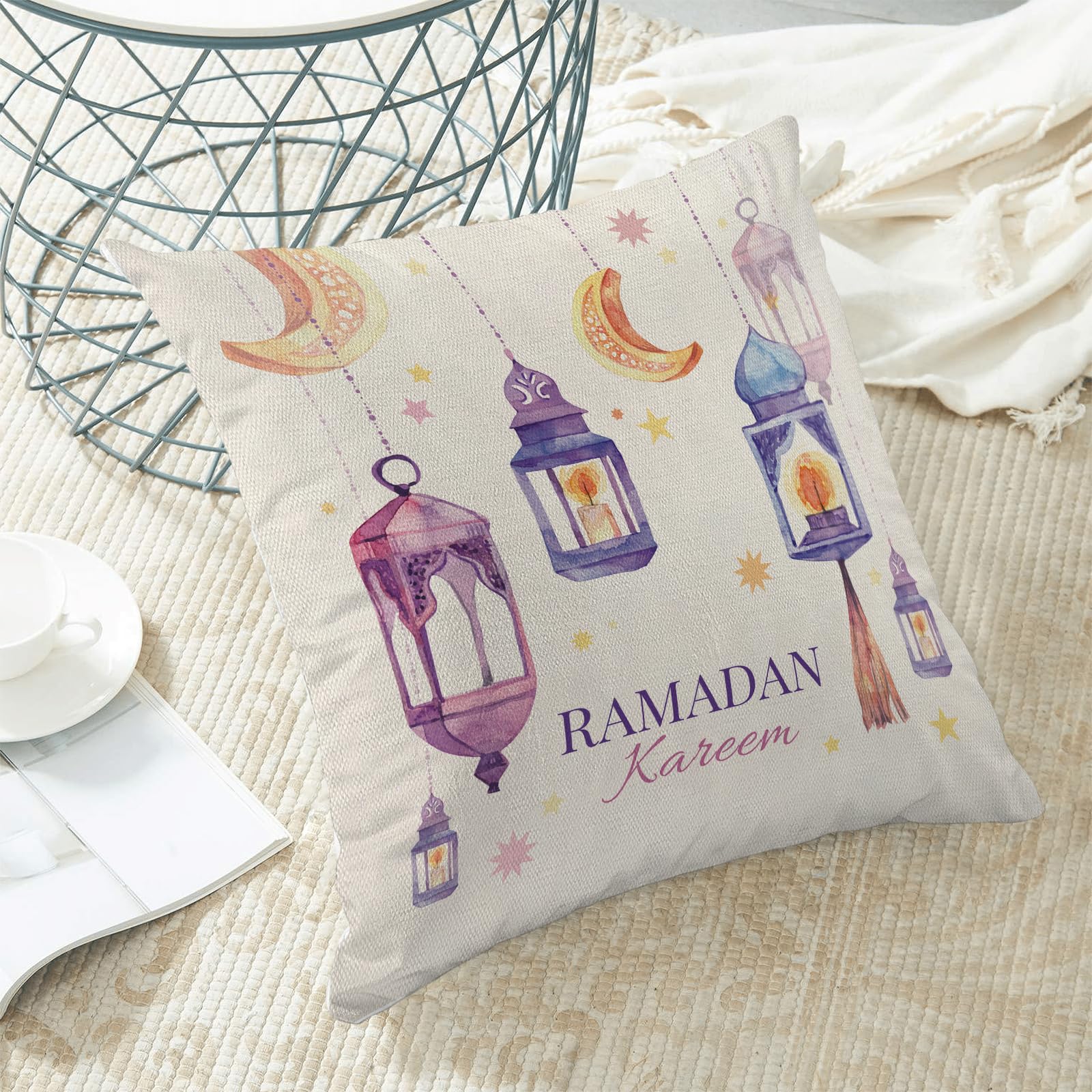 GIOPAMGO Ramadan Pillow Covers 18x18 Set Of 2 - Linen Mosque Lantern Decor - View #8