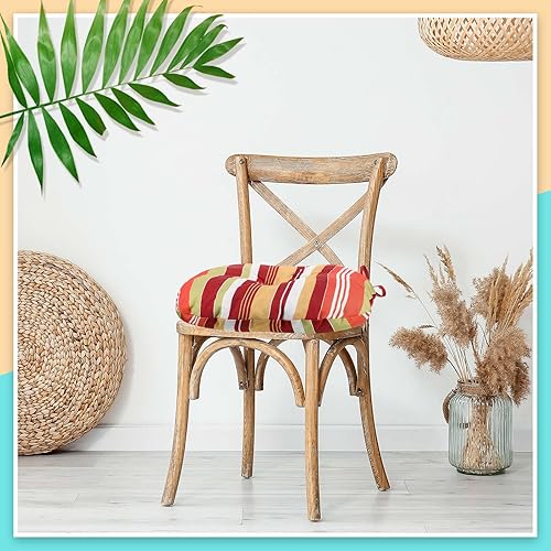 Miniatura 5 de Wesiti 4 cojines de asiento redondos de 15 pulgadas para exteriores, cojines para sillas de bistró, cojines redondos para sillas de patio, cojines