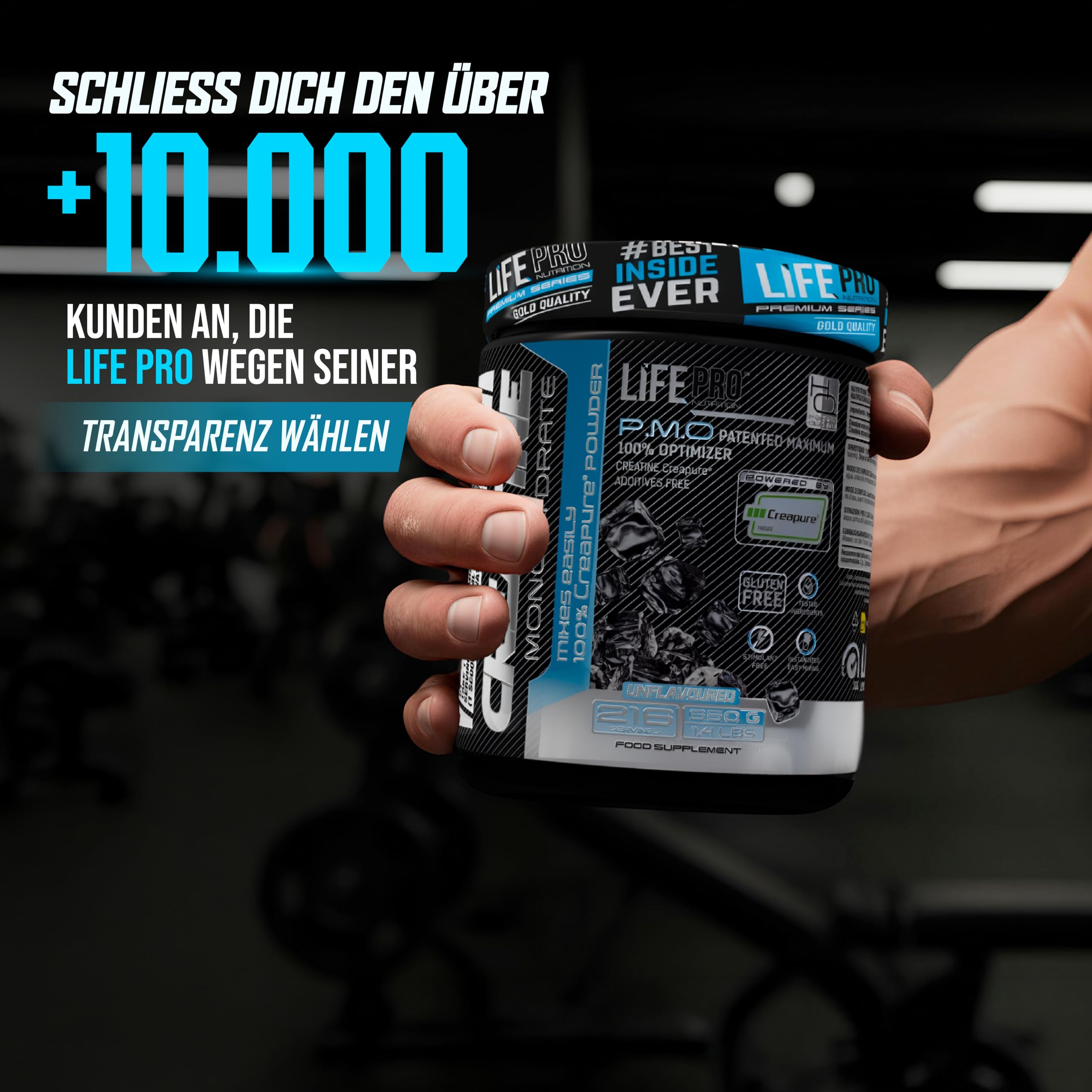 Life Pro Creatine Creapure 650 g Geschmacksneutral – Kreatin-Monohydrat aus Deutschland – mikronisiert für Leistung, Kraft & Regeneration