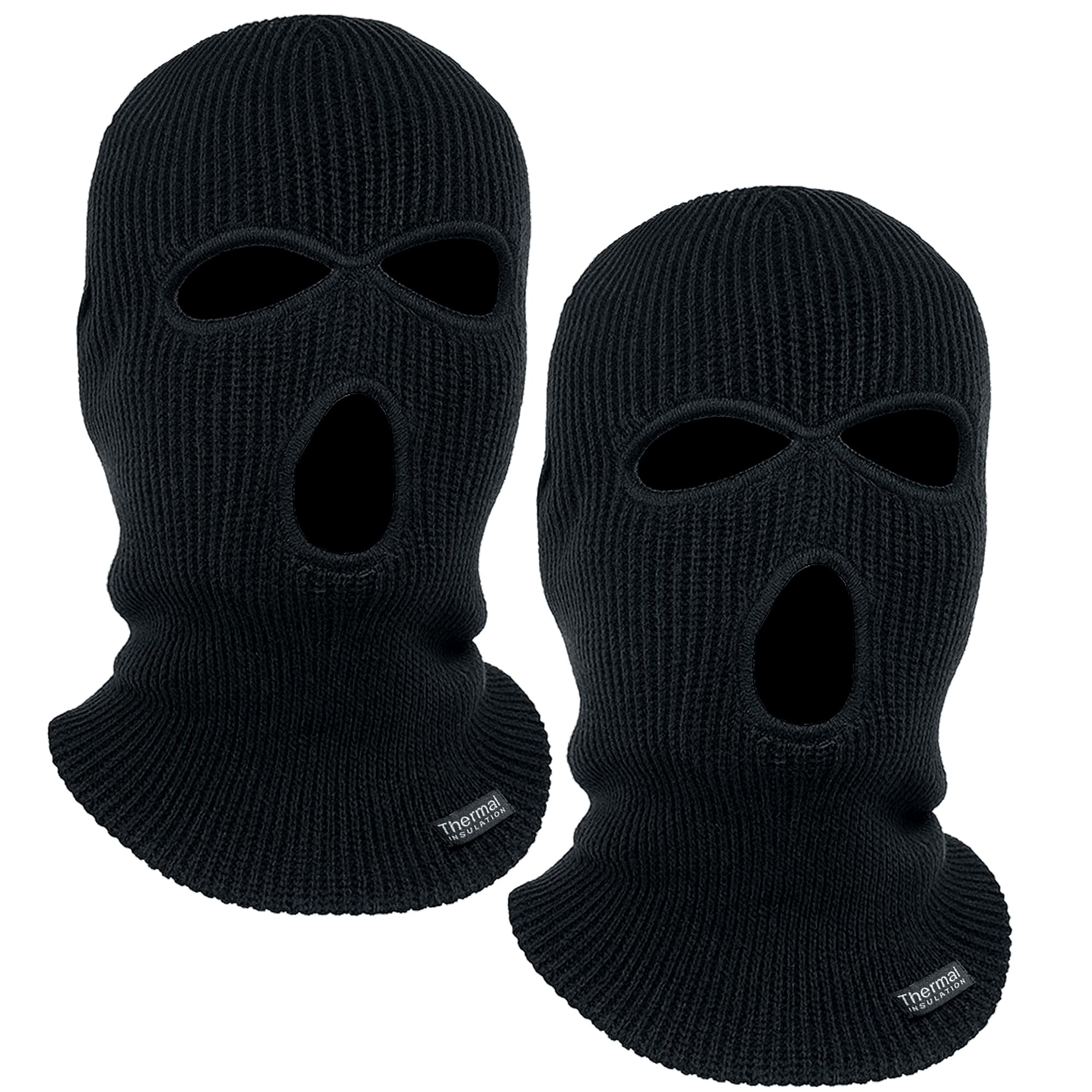 3 Hole Black Balaclava Full Head Face Mask, Thermal Soft Warm Balaclavas Ski Mask & Neck Gaiter for Autumn Winter for Skating, Skiing, Running, Cycling & Outdoor Sports