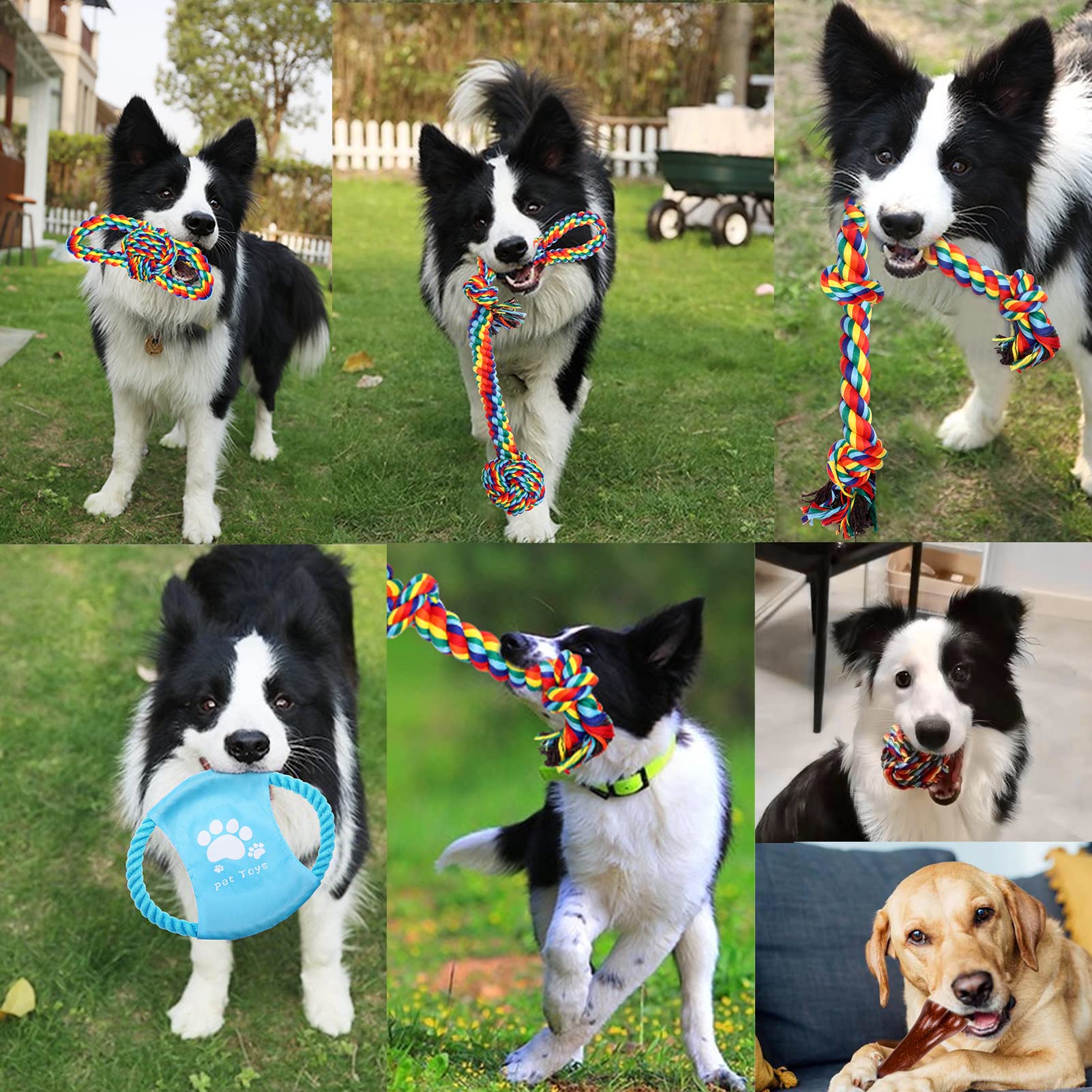 XLMYS Lot de 17 Jouets à mâcher pour Chiens agressifs, Jouets de Dentition pour Chiot, Jouets à mâcher en Corde pour Chien