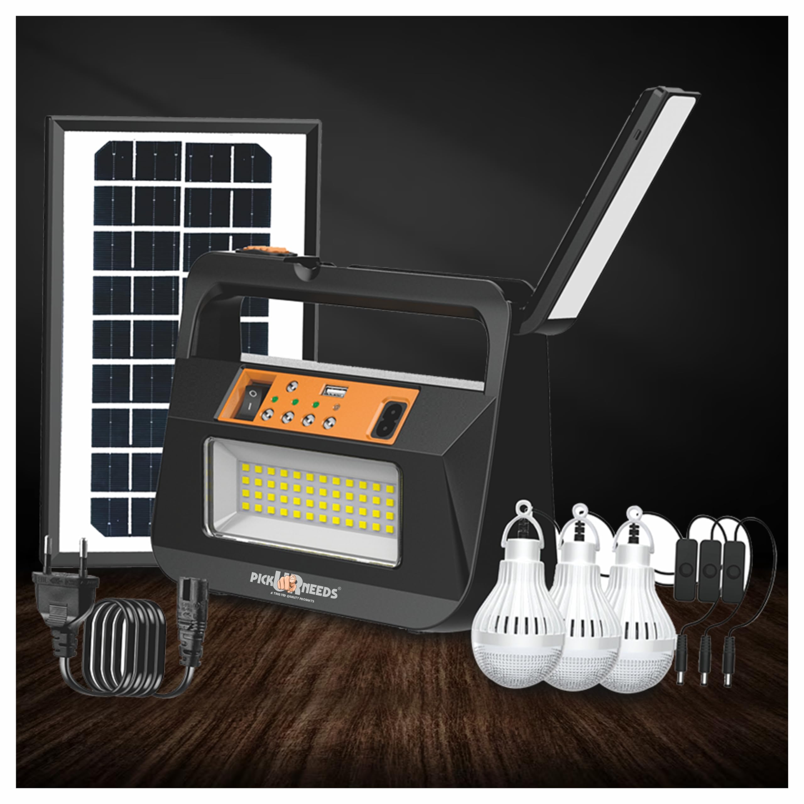 Pick Ur Needs Emergency Solar Inverter Torch Lamp Rechargeable with 3 Individual 6 Volt Led Bulbs & Solar Panel For Home Lighting System (B0D7CYRYFS) Amazon Price History, Amazon Price Tracker