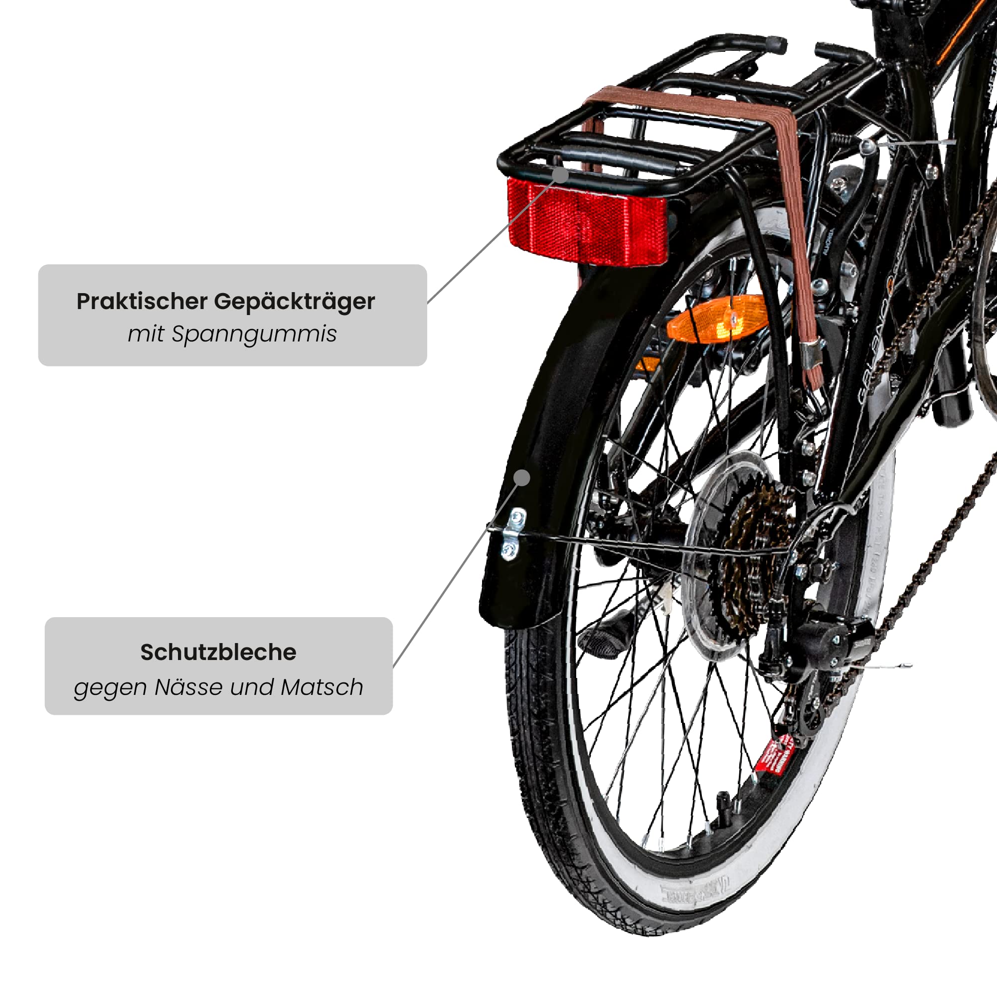 Galano Metropolis Klapprad Erwachsene 155-180 cm 6 Gänge Fahrrad V-Brakes Gepäckträger Klappfahrrad City Bike