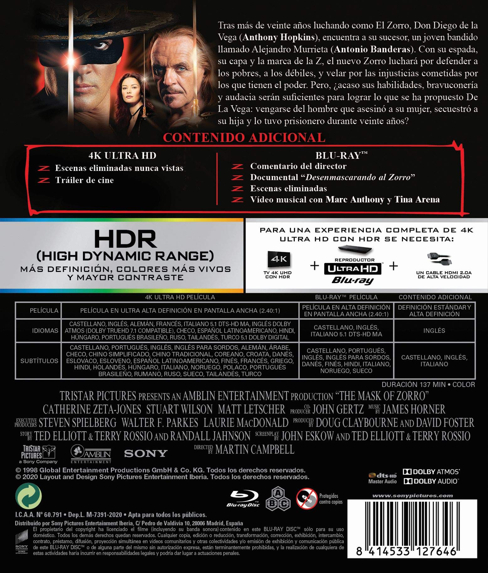 La Máscara del Zorro (4K Ultra-HD + BD) [Blu-ray]