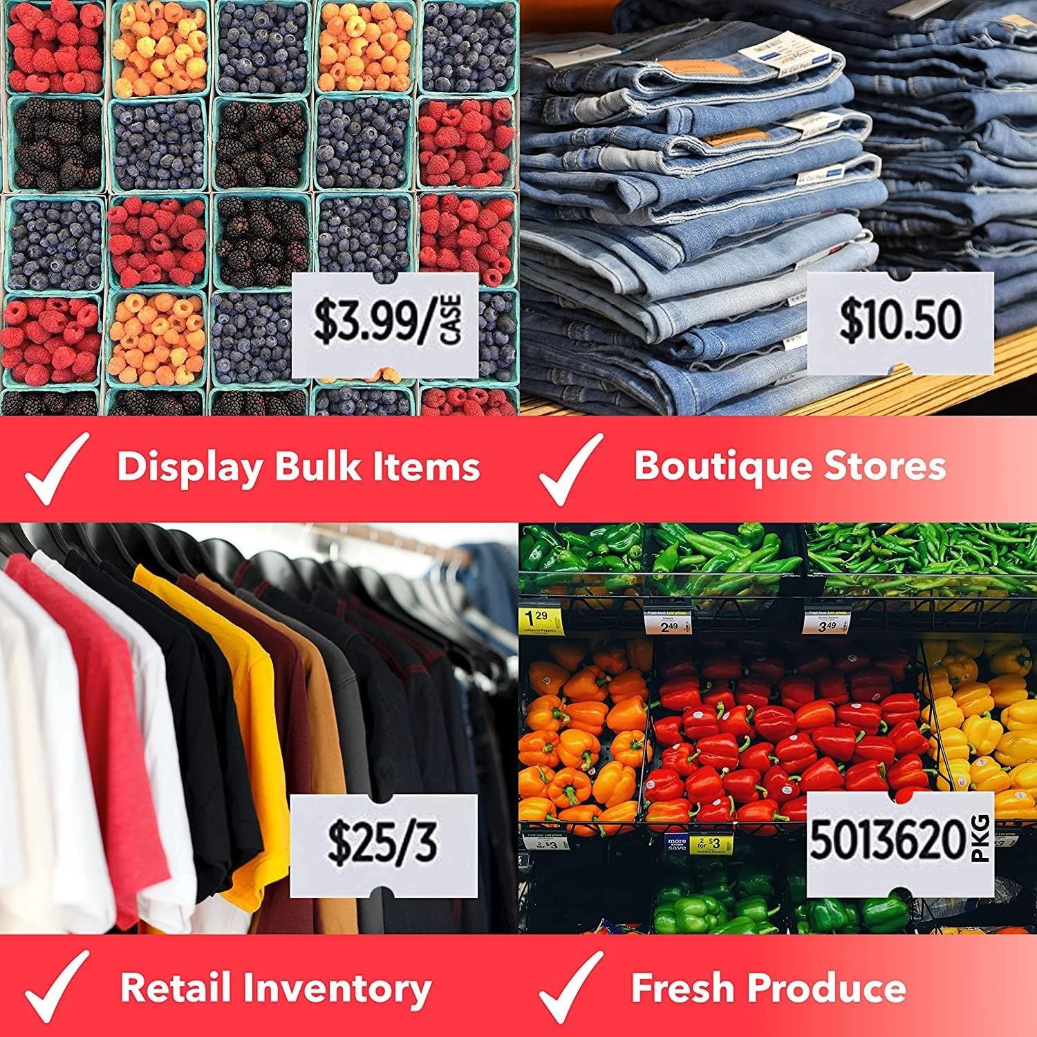 Perco Zip White Pricing Labels - 30,000 Price Marking Labels - 60 Rolls Value Pack, 6 Sleeves - Made in USA