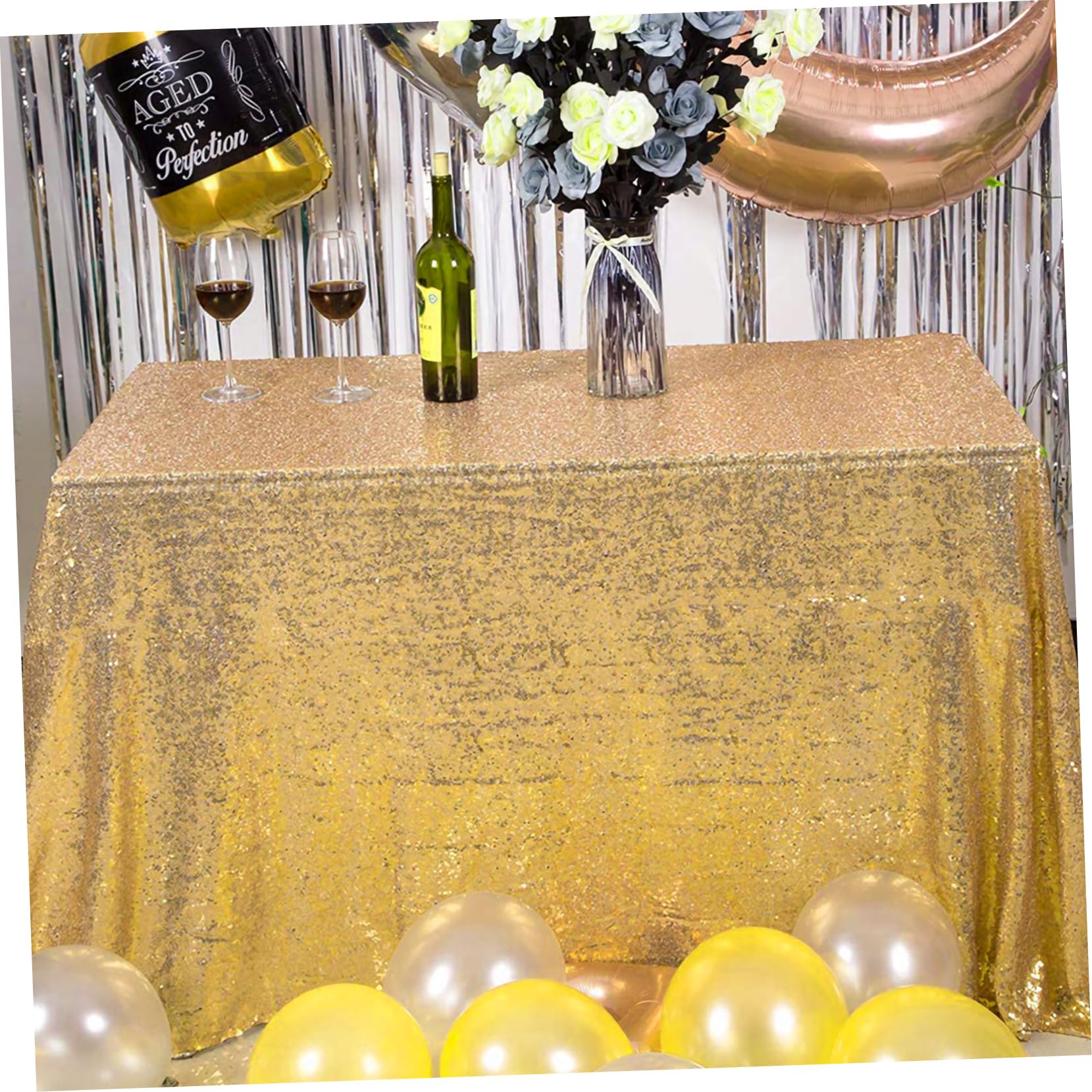 Fondale Fotografico a Paillettes Oro 1, 2x1, 8m per Feste | Tessuto Finitura Scintillante, per Matrimonio e Capodanno, Adatto a Scena Natalizia