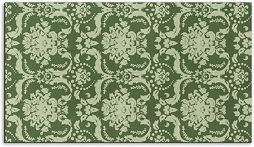 Tapete vintage para puerta de plantas, 17 x 30 pulgadas, color verde oliva, tapete decorativo para el hogar, parte trasera de goma antideslizante y