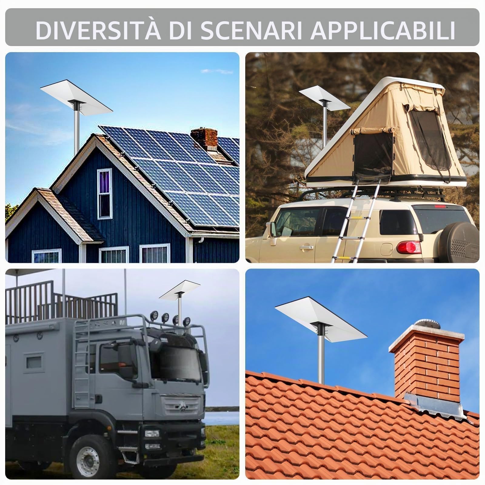 Justech Adattatore per Tubi Starlink Gen 3 a 360° Regolabile Supporto da Palo Starlink Gen 3 in Lega di Alluminio Compatibile con Diametro 25-53 mm Installazione Universale per Tetto Parete Giardino