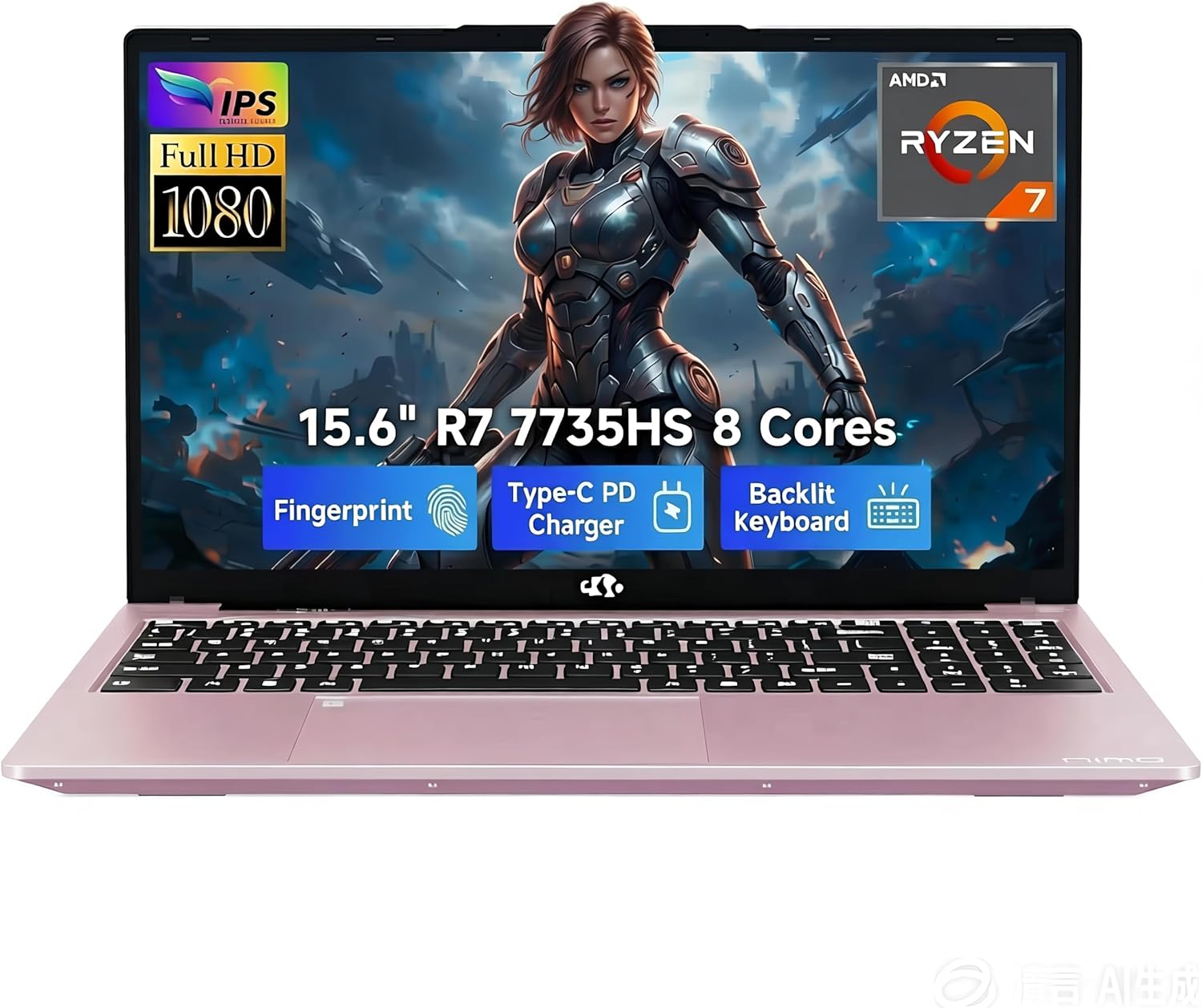 NIMO 2026 Laptop 15.6" FHD – AMD Ryzen 7 7735HS 8C/16T, Radeon 680M, 16GB DDR5, 1TB NVMe SSD, Backlit Keyboard, Fingerprint Unlock, 100W USB-C PD – Ideal for Students, Professionals, Creators