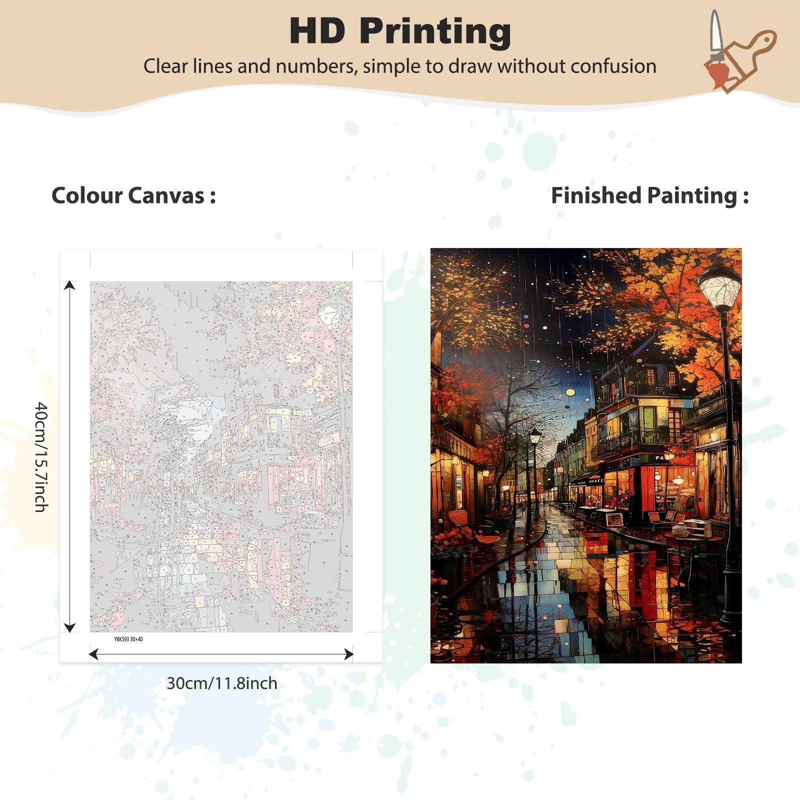 MEIYUDA Malen Nach Zahlen Set - Japanische Landschaft Mit Rahmen 40x30cm