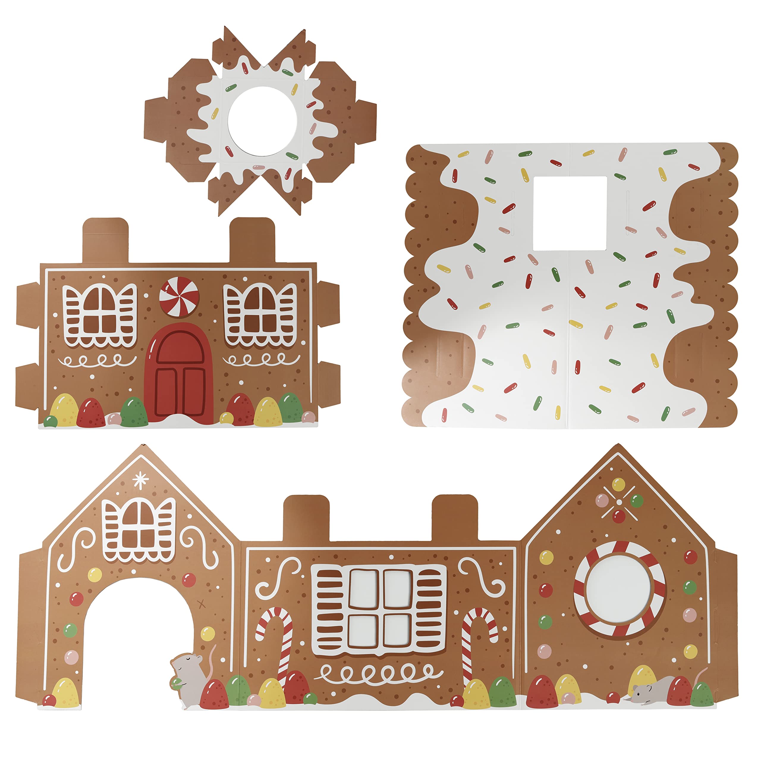 Casetta Di Pan Di Zenzero In Cartone Per Gatti Con Tiragraffi | Gioco Natalizio Ecologico Con 134 Adesivi | Gingerloaf House - 2