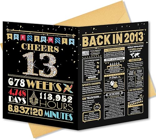 Miniatura 11 de Tarjeta de cumpleaños número 10, decoraciones de cumpleaños número 10 para niñas y niños, regalos divertidos para hija e hijo, tarjeta dorada negra