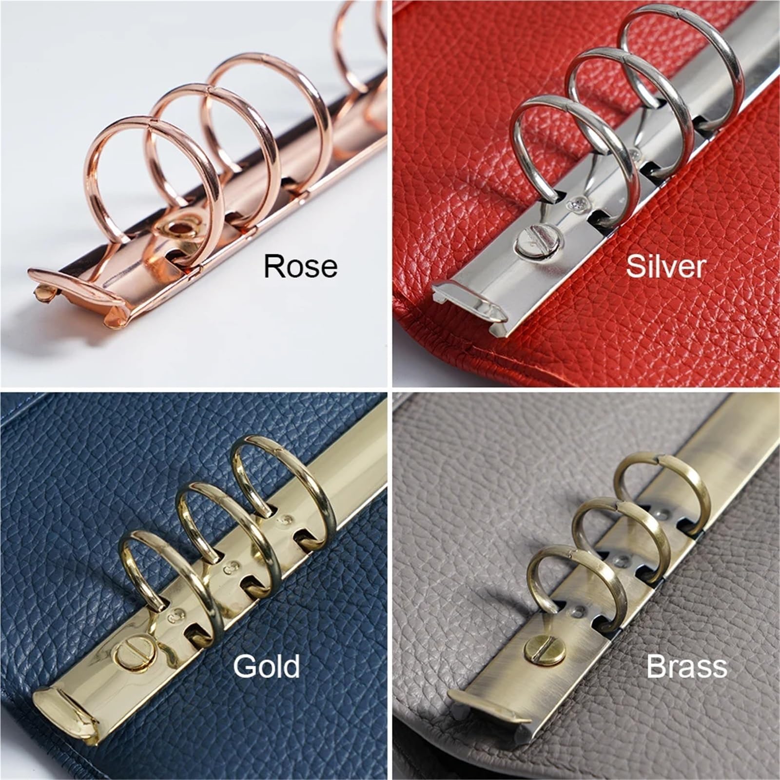 Clip foglie sciolte in metallo multicolore, Raccoglitore ad anelli A5 Meccanismo 4 a spirale metallica Vite Multi 19-30mm DiaryPlanner FileFolder(Brass 19mm)