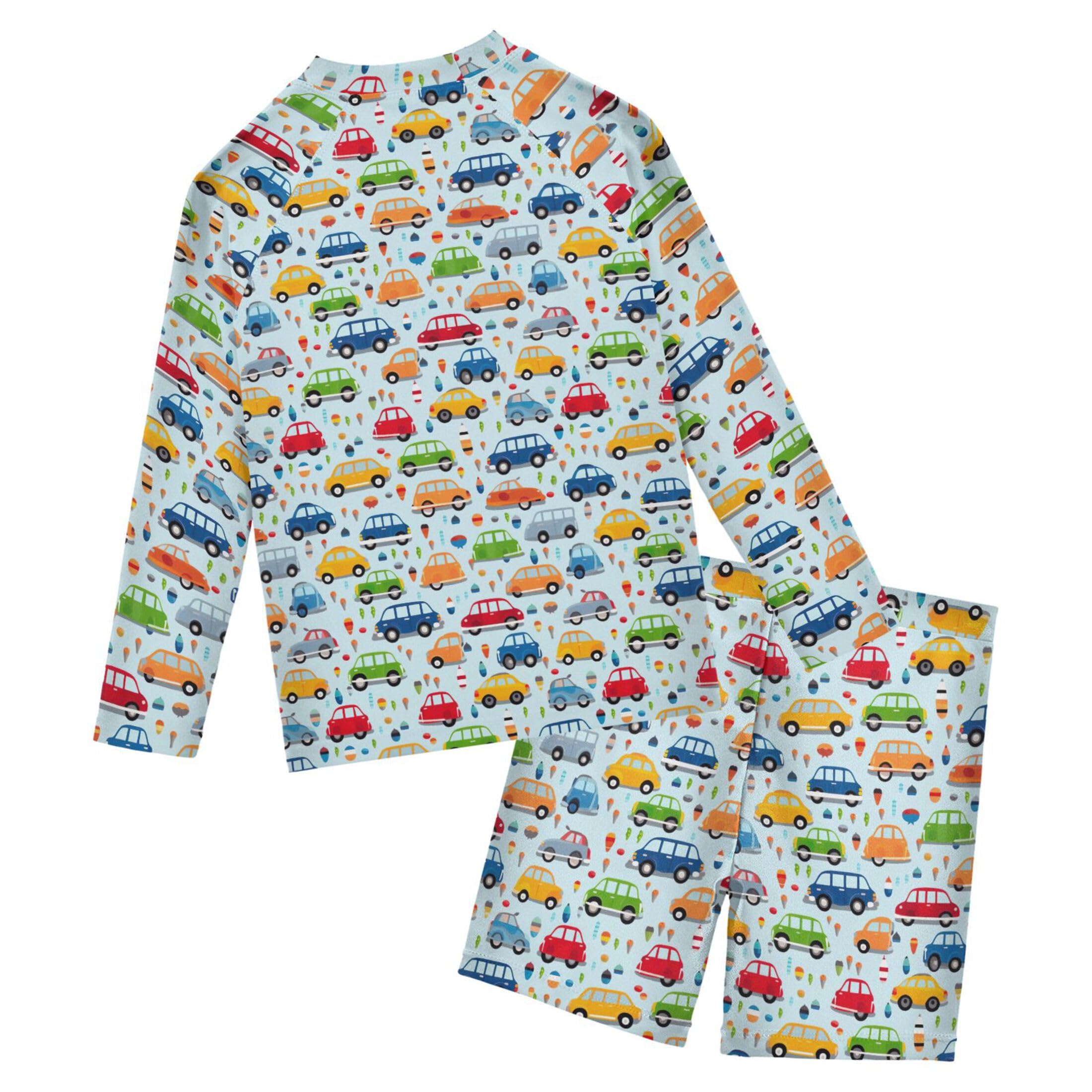 Car Toy Cute Baby Boys' Toddler Long Sleeved Rashguard Swim Bathing Suit Set B0402715