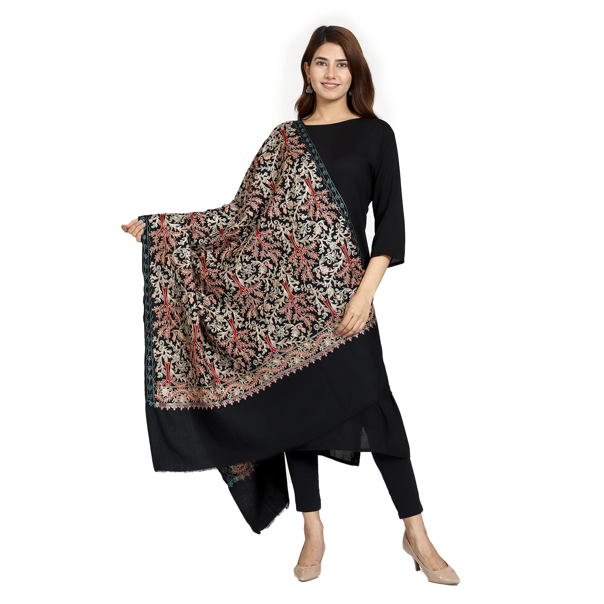 Women's Kashmiri Aari Embroidered Wool Shawl-image-41