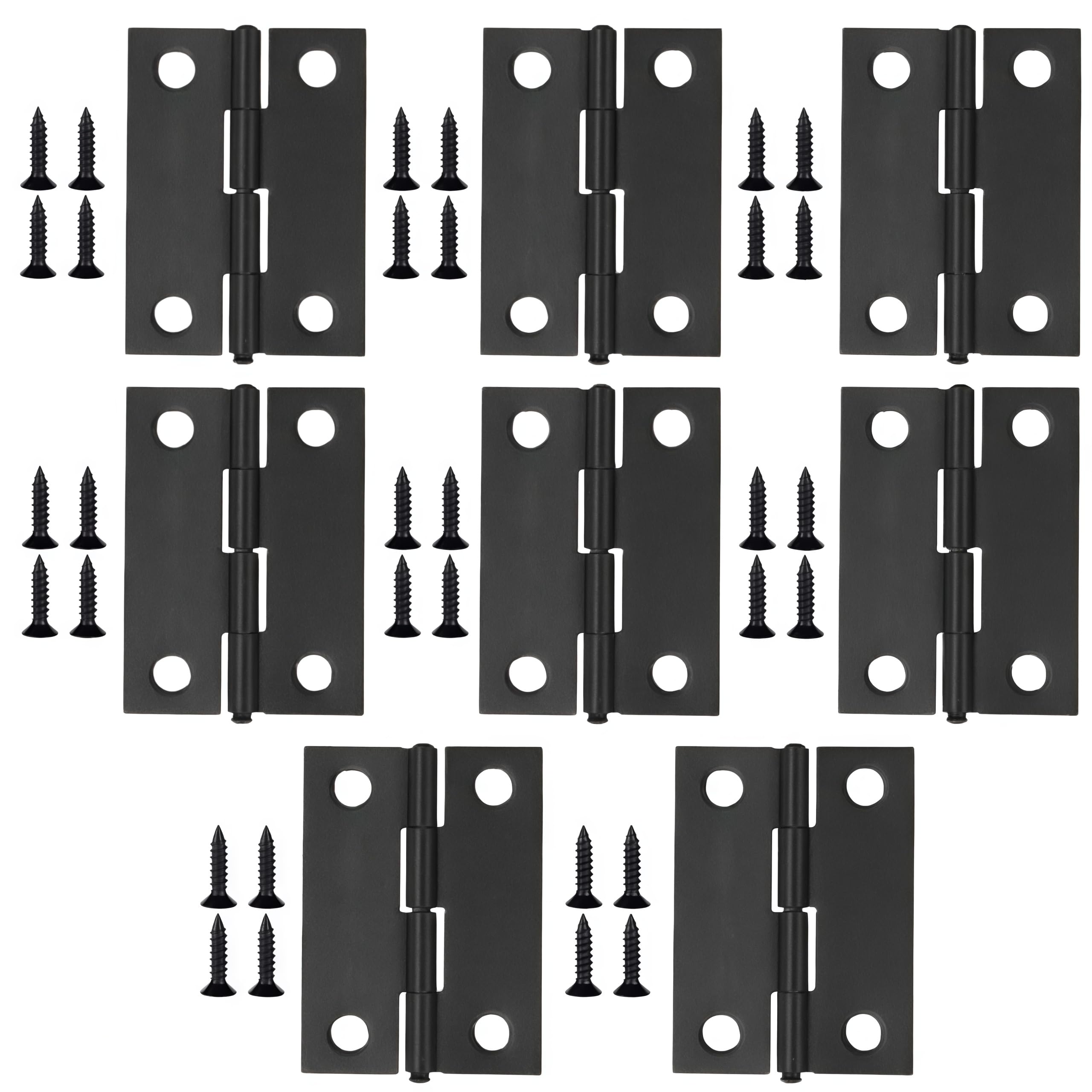 Vbnexyr Regular Door Hinges 8 Pack Black Stainless Steel Folding Hinges Flat Hinge Hardware For Wooden Crates Small Handicrafts 2 Inches