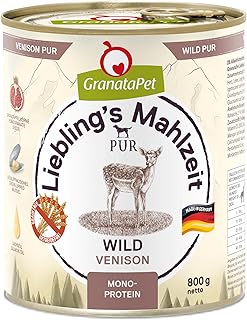 GranataPet Liebling's Mahlzeit Pure Venison Wet Food for Dogs, Dog Food without Cereal & Sugar Additives, Complete Food with High Meat Content and High-Quality Oils, 6 x 800 g product image